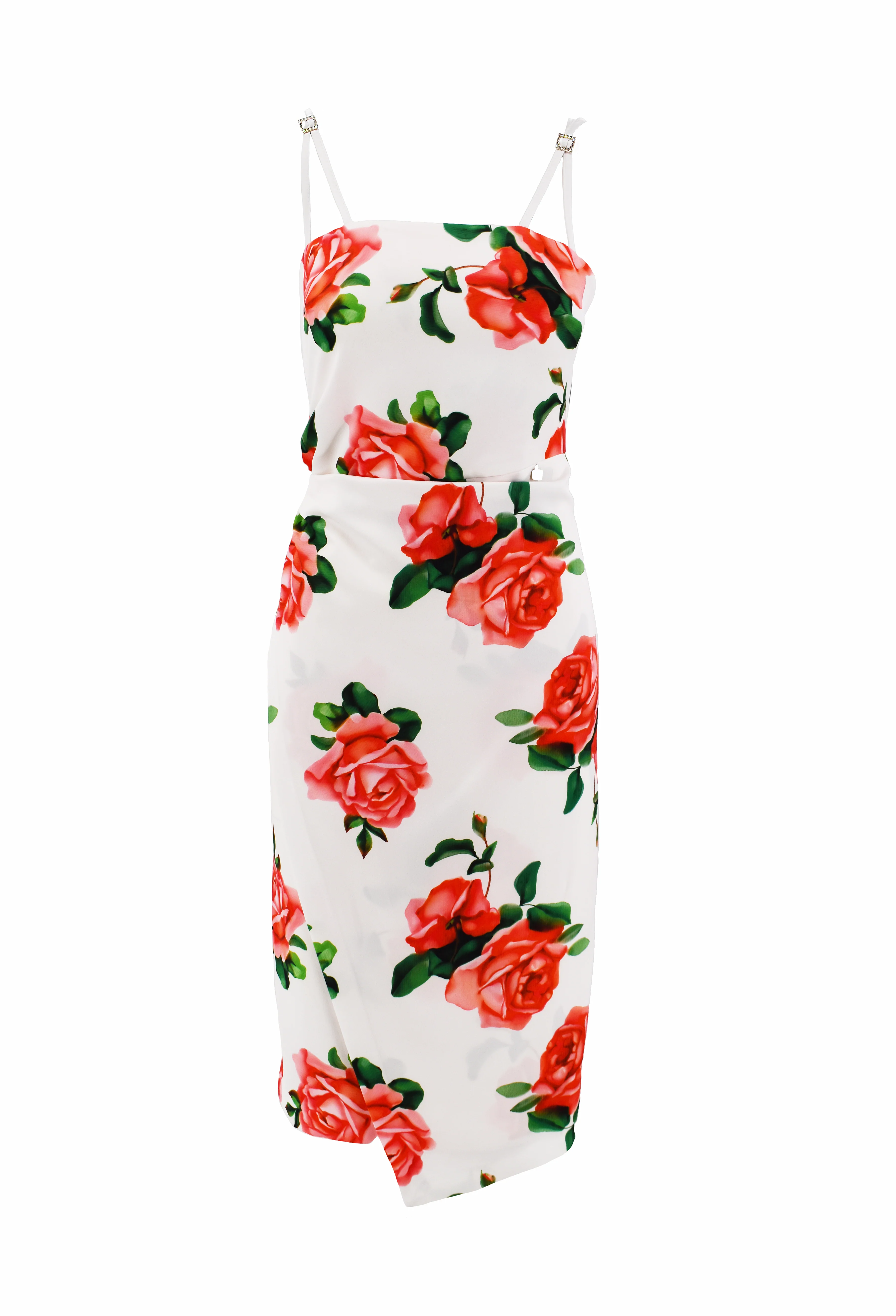 Abito ATIK midi con spacco fantasia fiori - Image 3