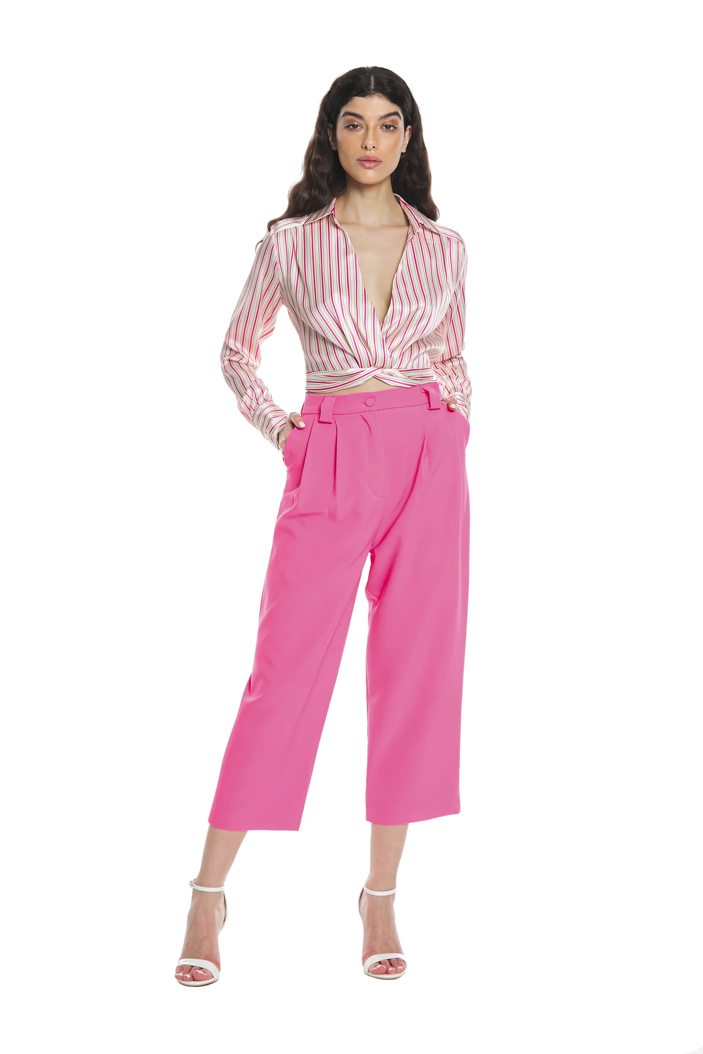 Blusa ABLA manica lunga scollo ampio incrocio più elastico più fusciacca righe