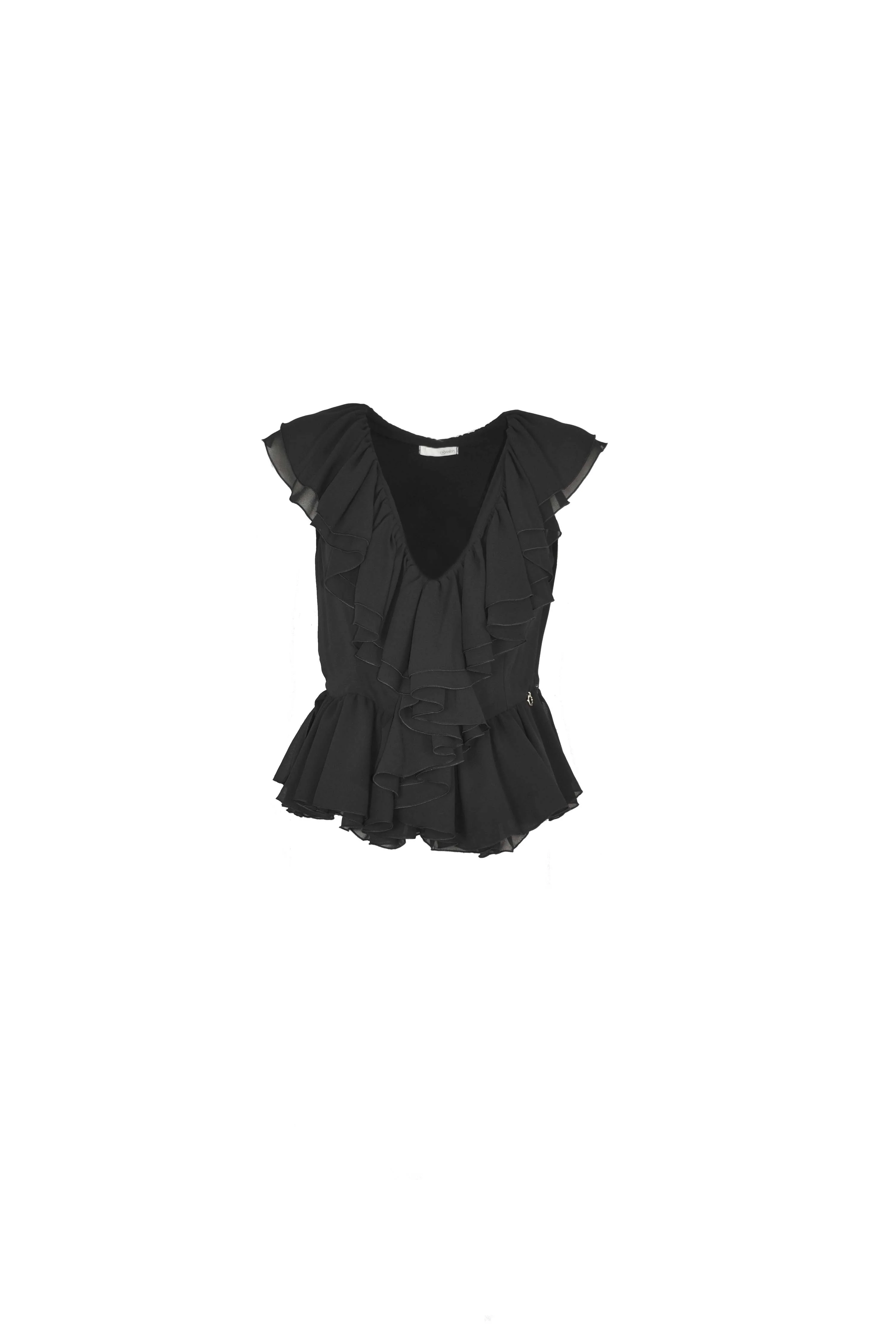 Blusa AURORITA senza maniche scollo a V profondo con volant - Image 5