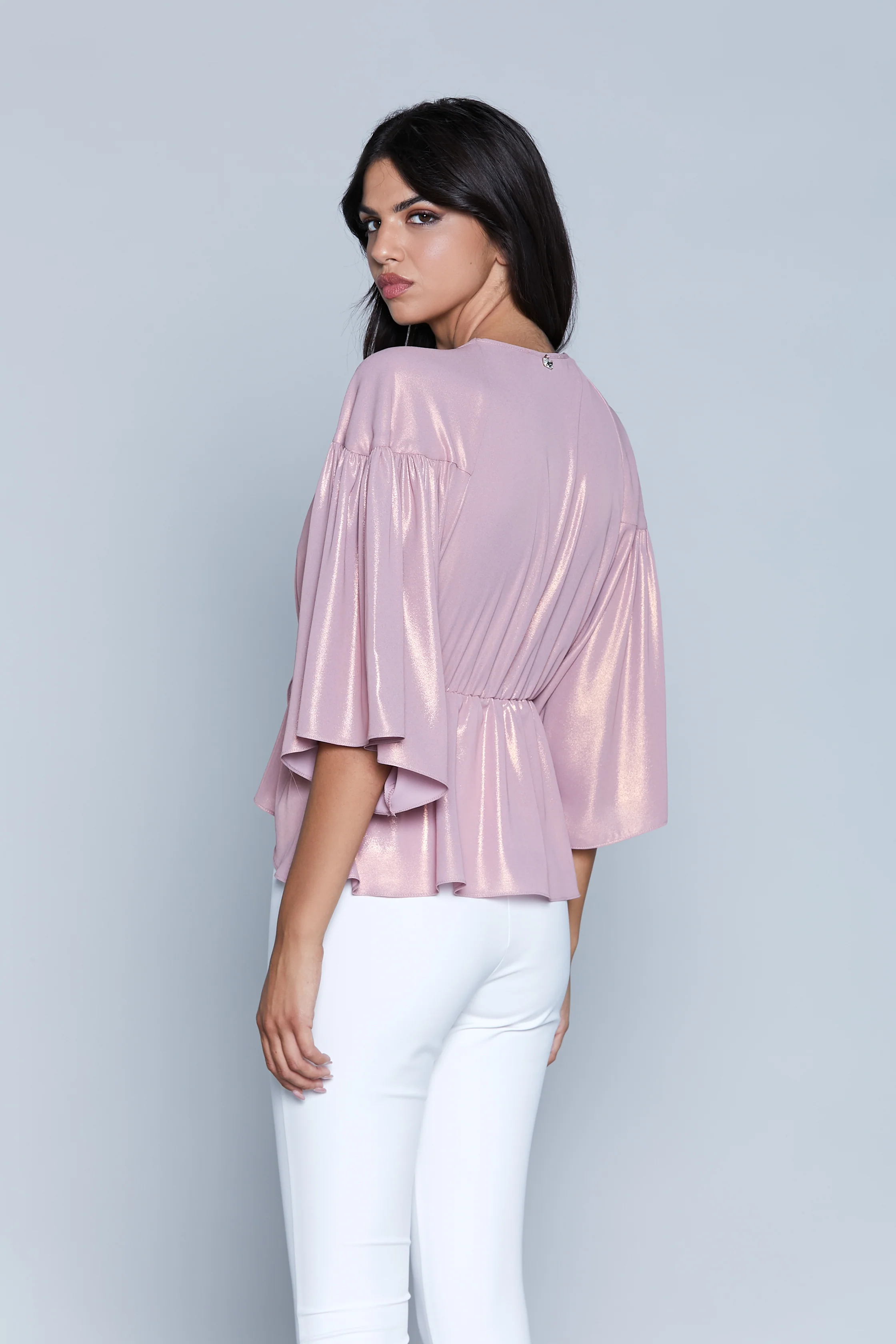 Blusa CAMA M.3/4 kimono scollo incrocio più arriccio vita - Image 3