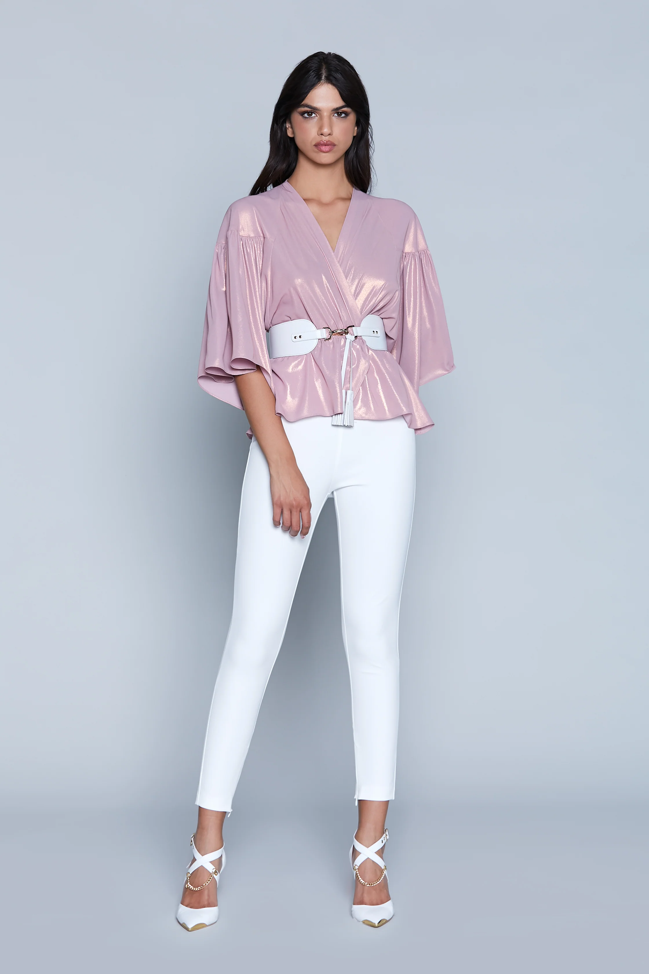 Blusa CAMA M.3/4 kimono scollo incrocio più arriccio vita - Image 4