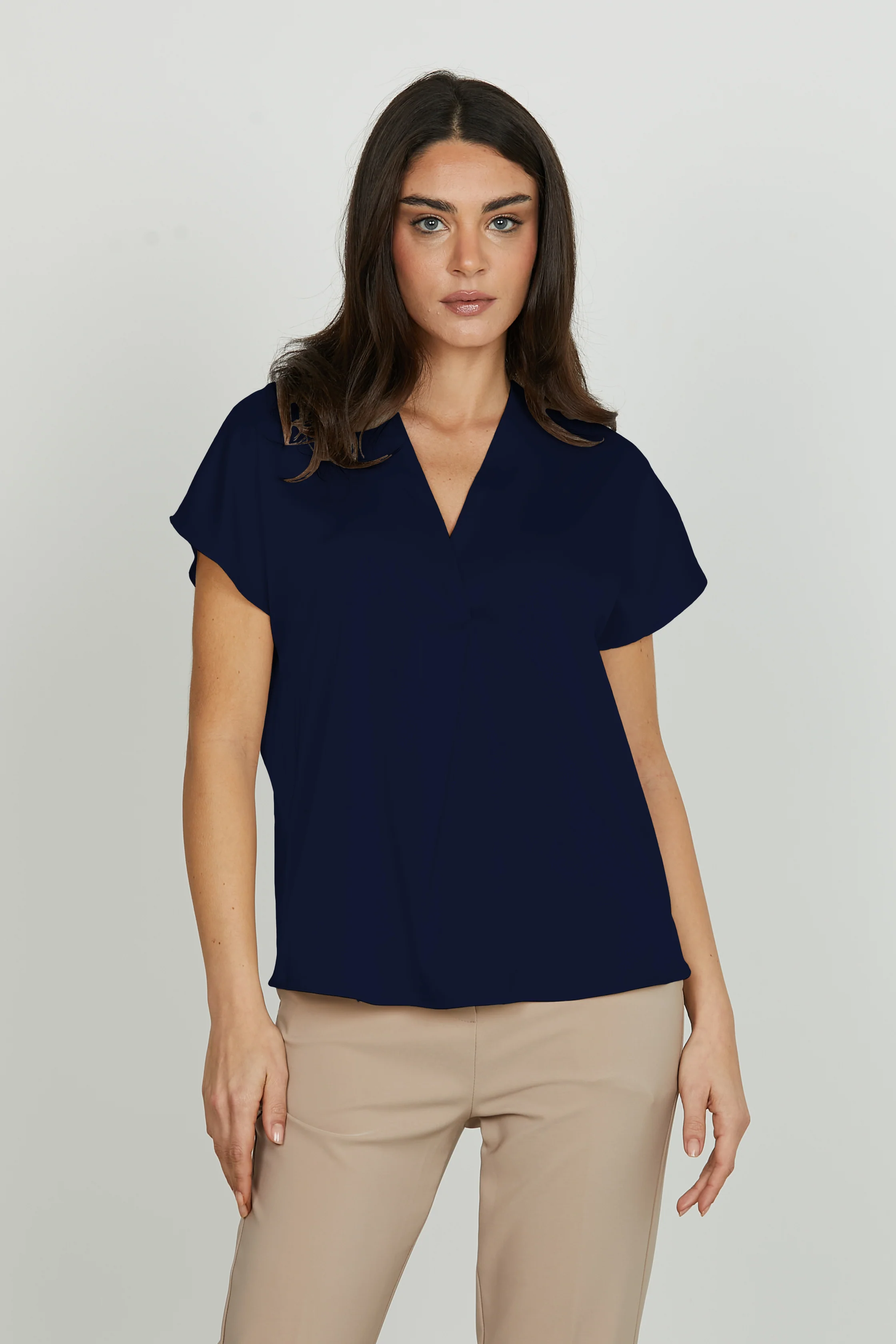 Blusa INIQUII mezza manica aletta scollo v con piega - Image 7