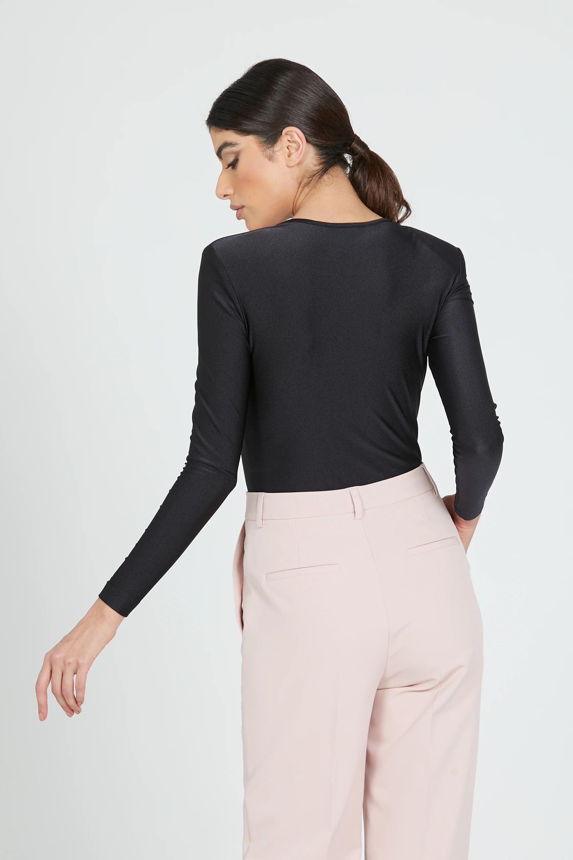 Blusa MUZTAGA manica lunga body incrocio più fiocco fibbia strass - Image 4