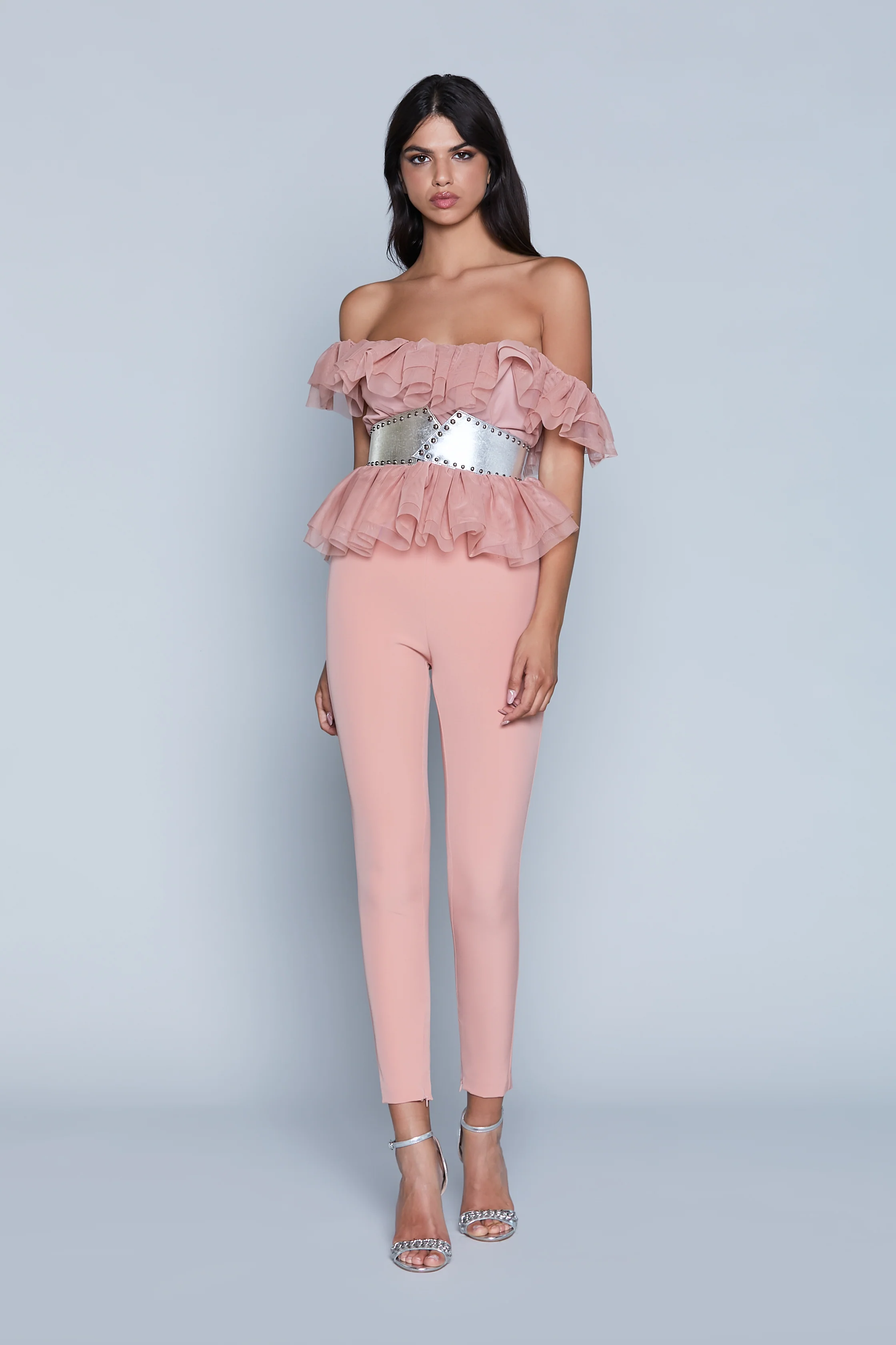Top ROSE corta mezza manica ruches con balze tulle - Image 6