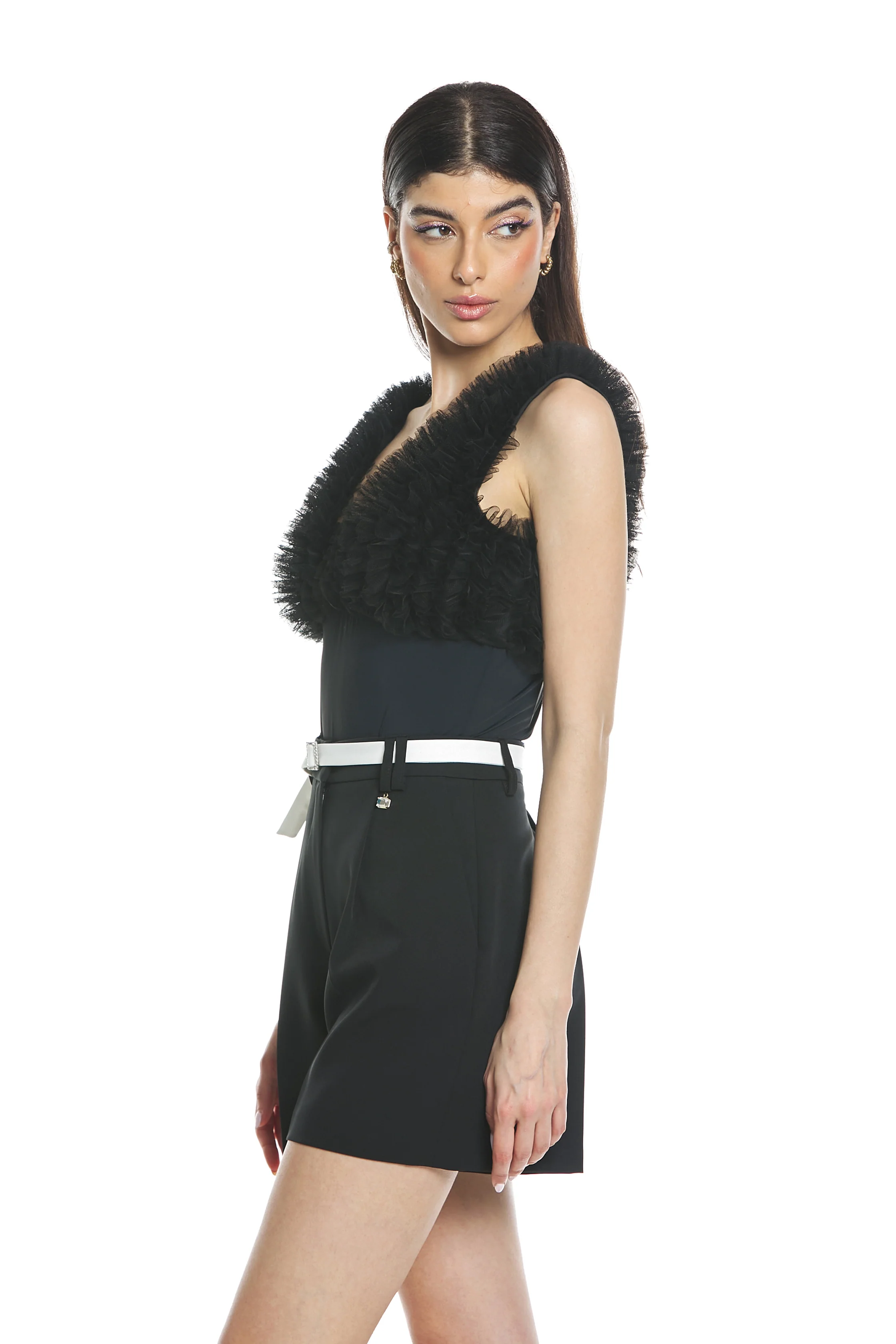 Body DIAMANT senza manica doppio sc.v con rouches tulle - Image 3