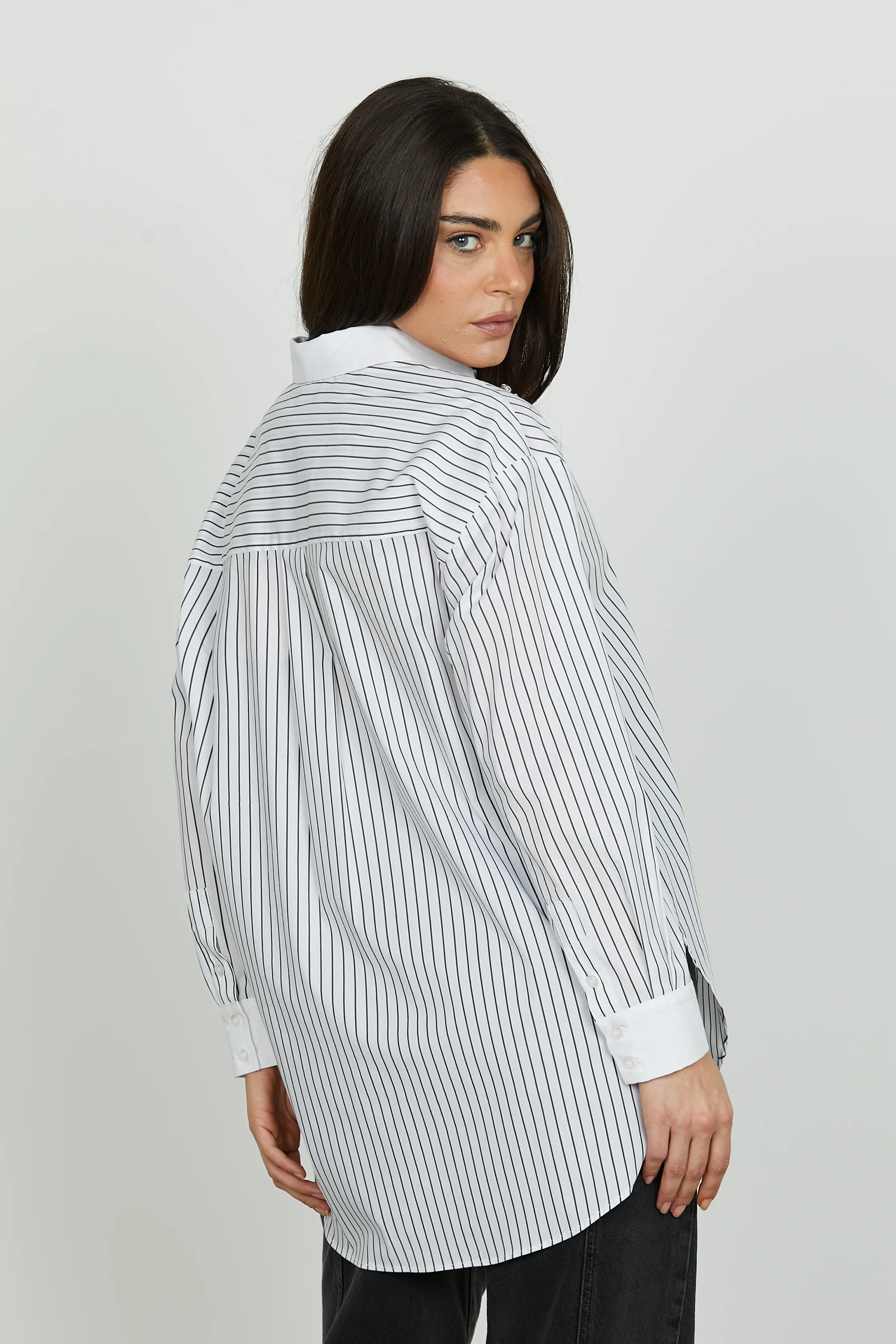 Camicia AFROGI manica lunga con pietre strass righe - Image 3