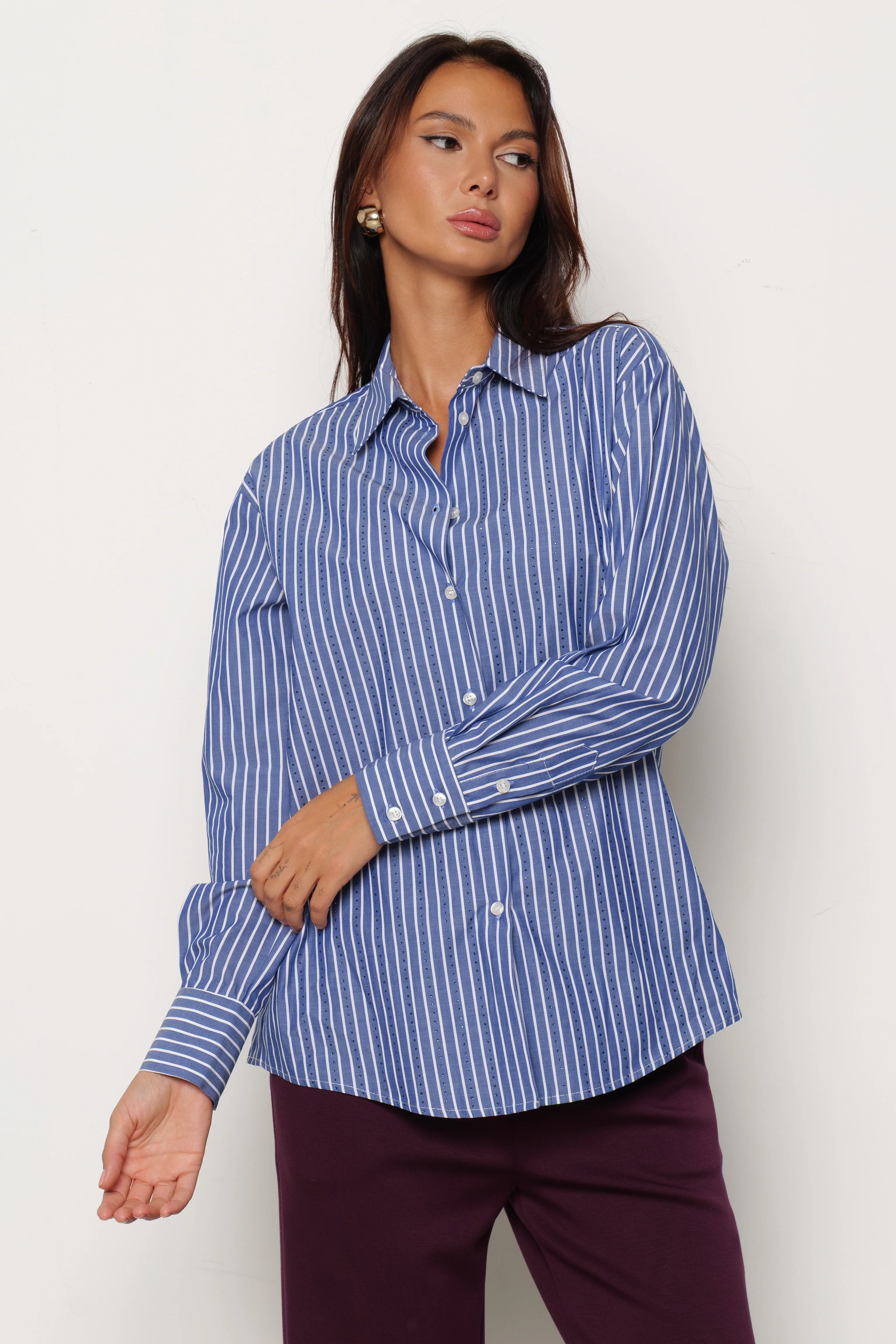 Camicia ASTERIAS_A manica lunga con strass righe - Image 3
