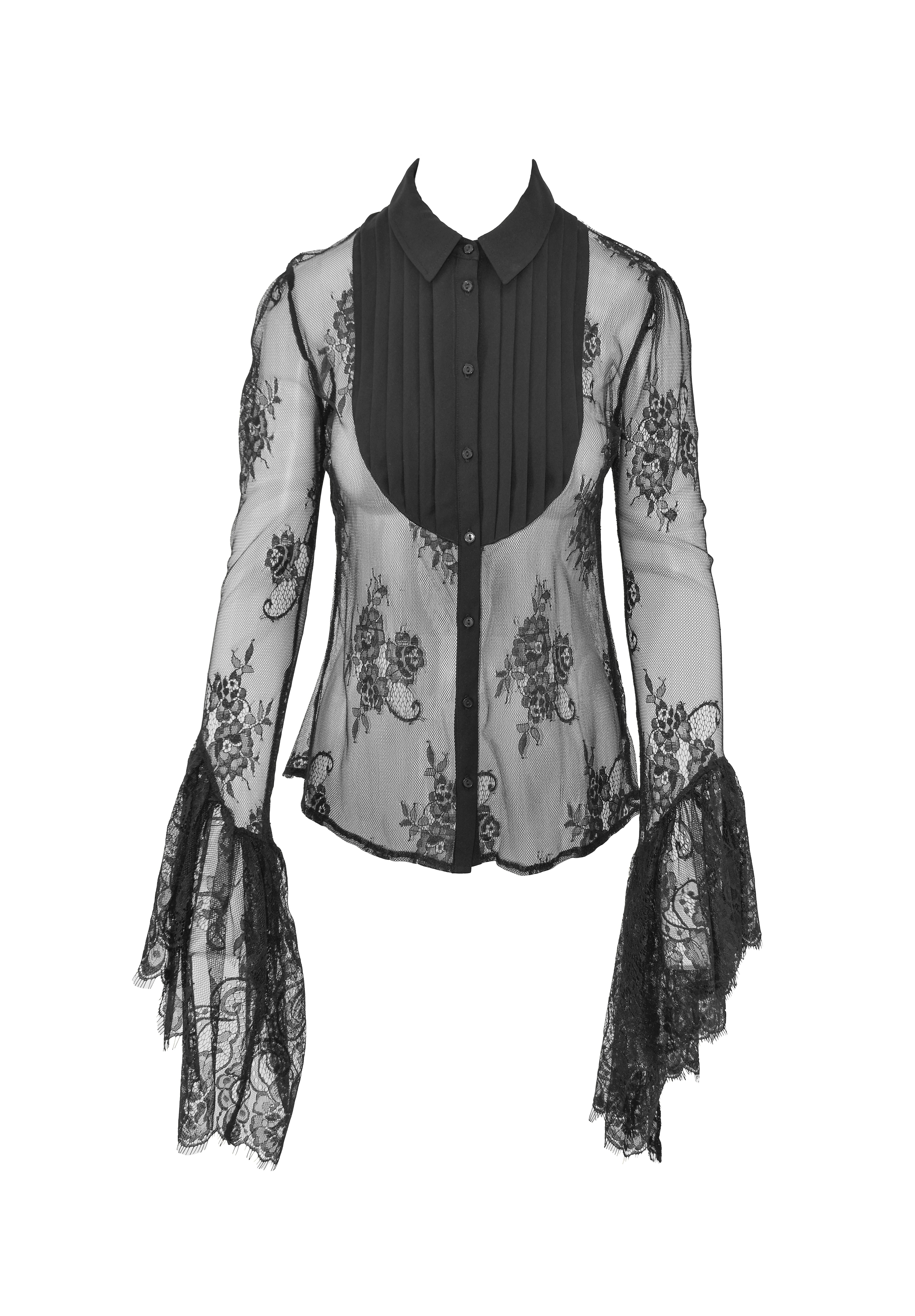 Camicia CARINAS manica lunga pizzo con manica rinascimentale più collo pieghe - Image 5