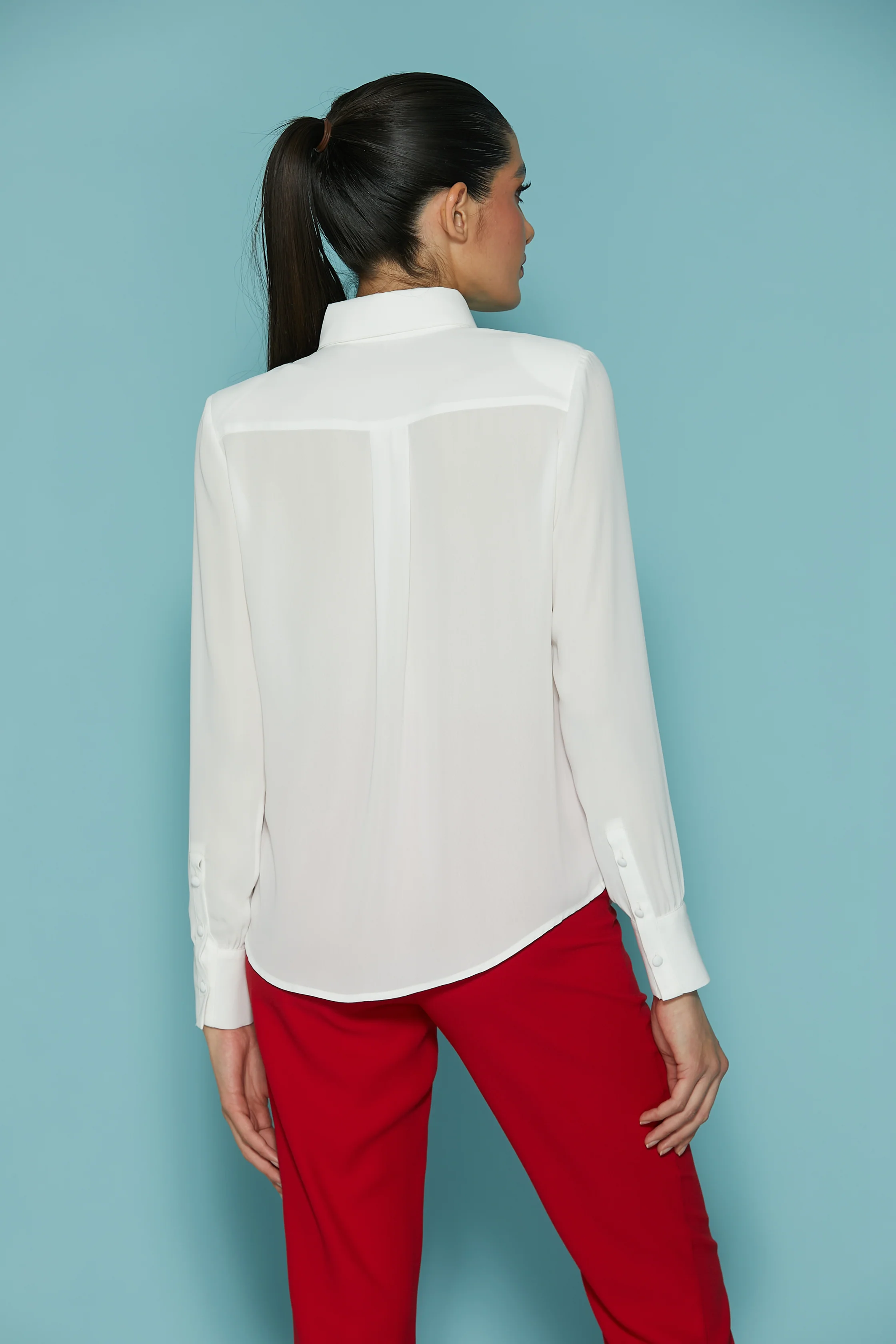 Camicia ENRICA manica lunga con tasche pietre strass - Image 3