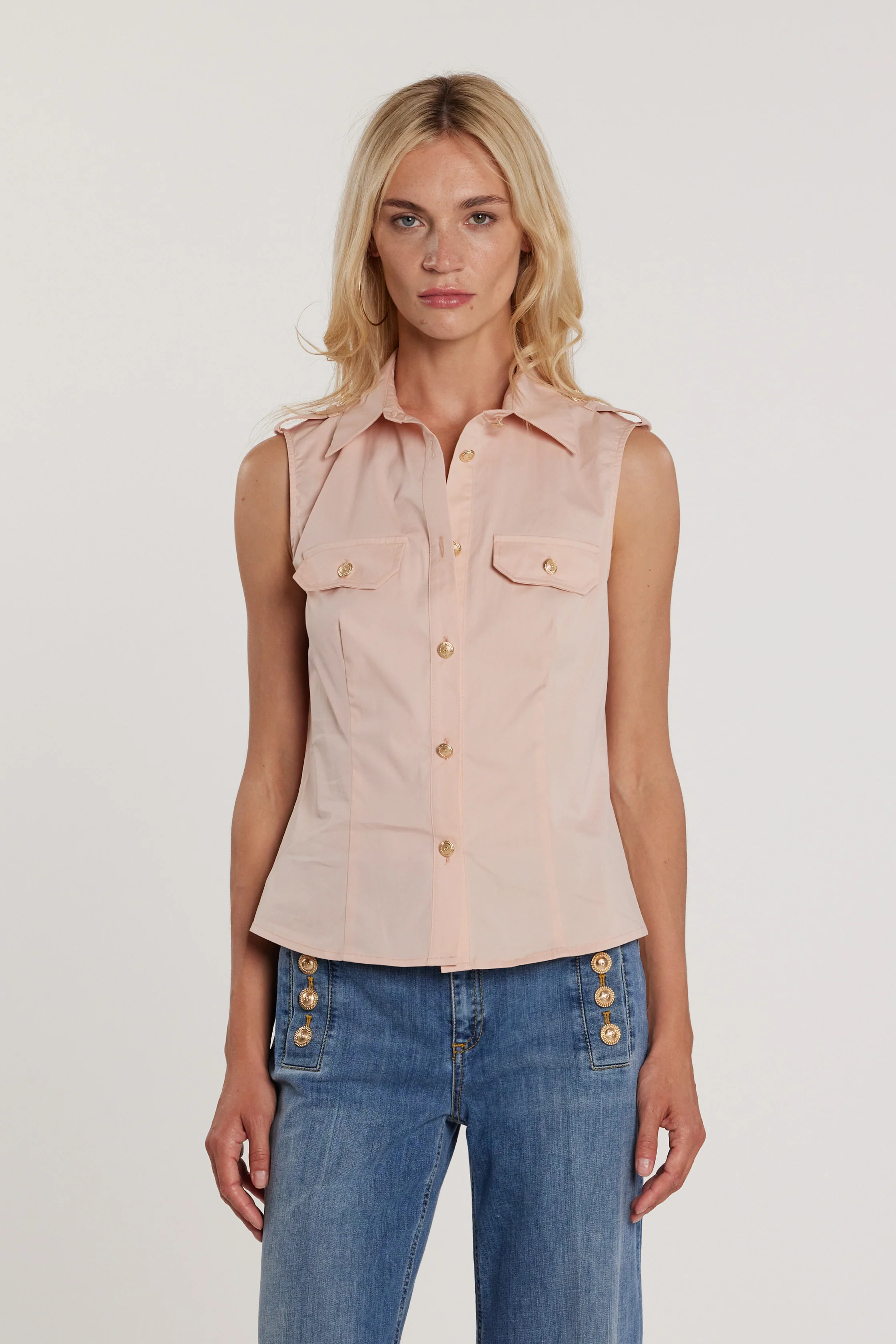 Camicia GORA smanicata con snap più alette più patte