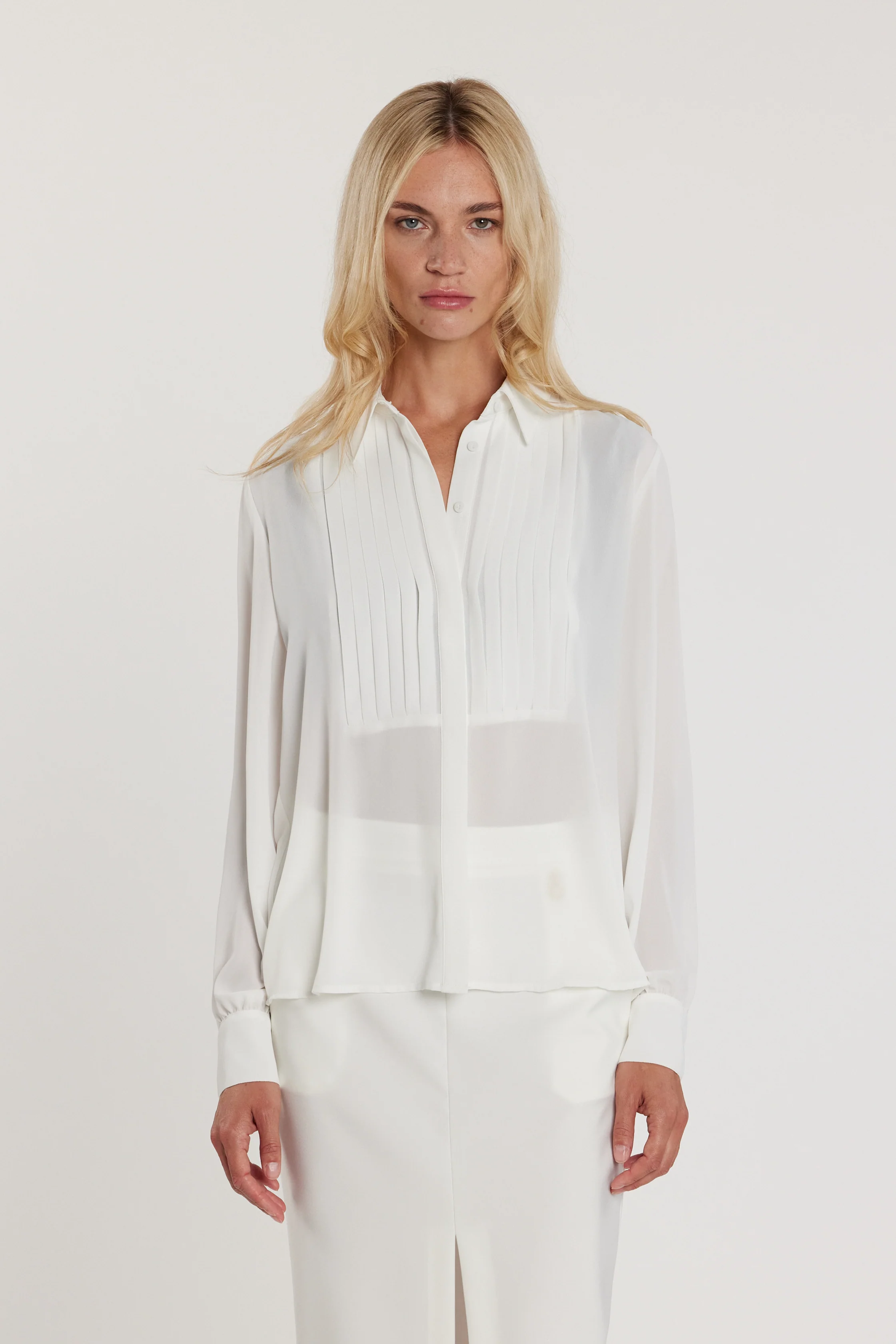 Camicia MOREAU maniche lunghe plissé sul seno