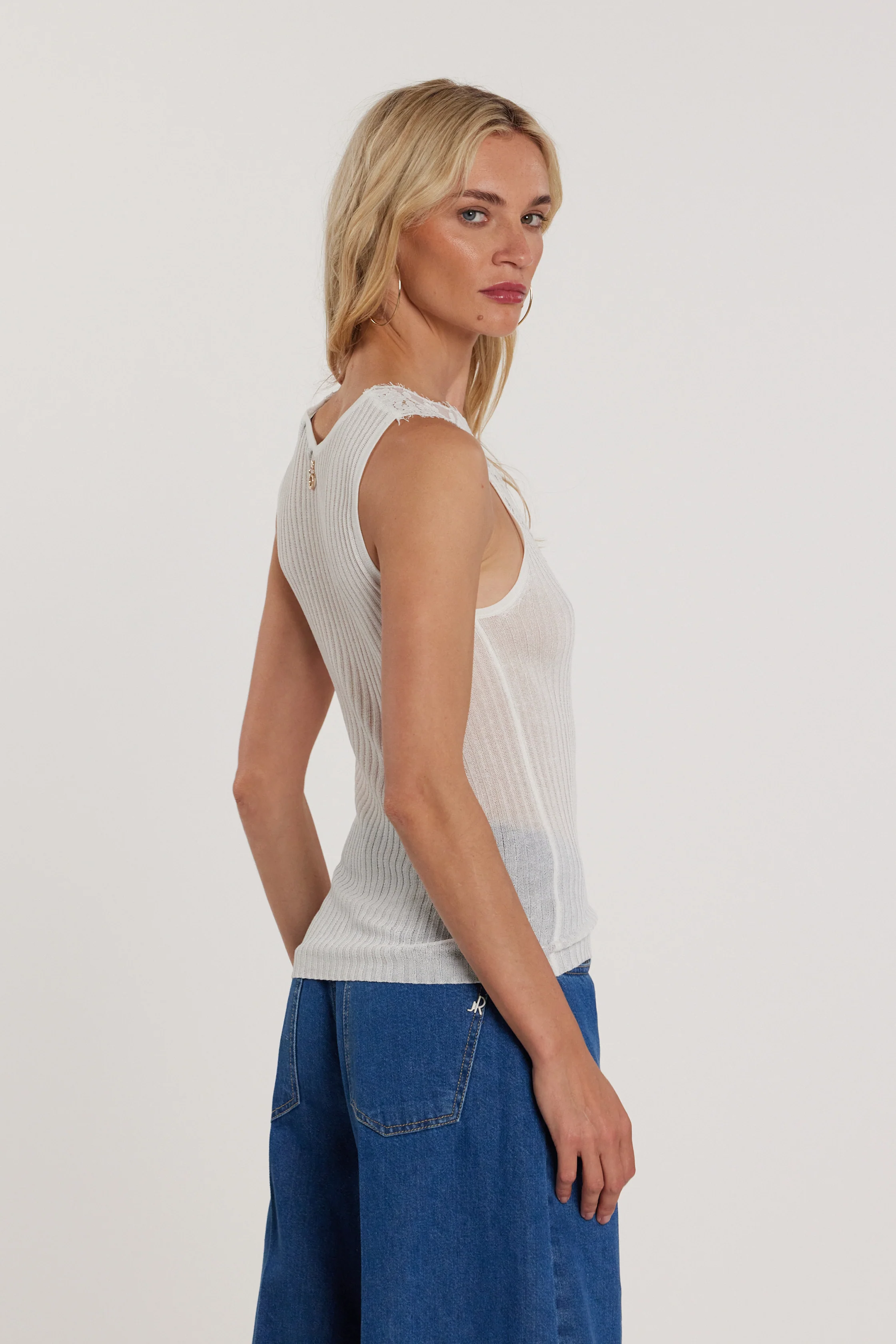 Canotta MALONE con inserti pizzo costina - Image 3