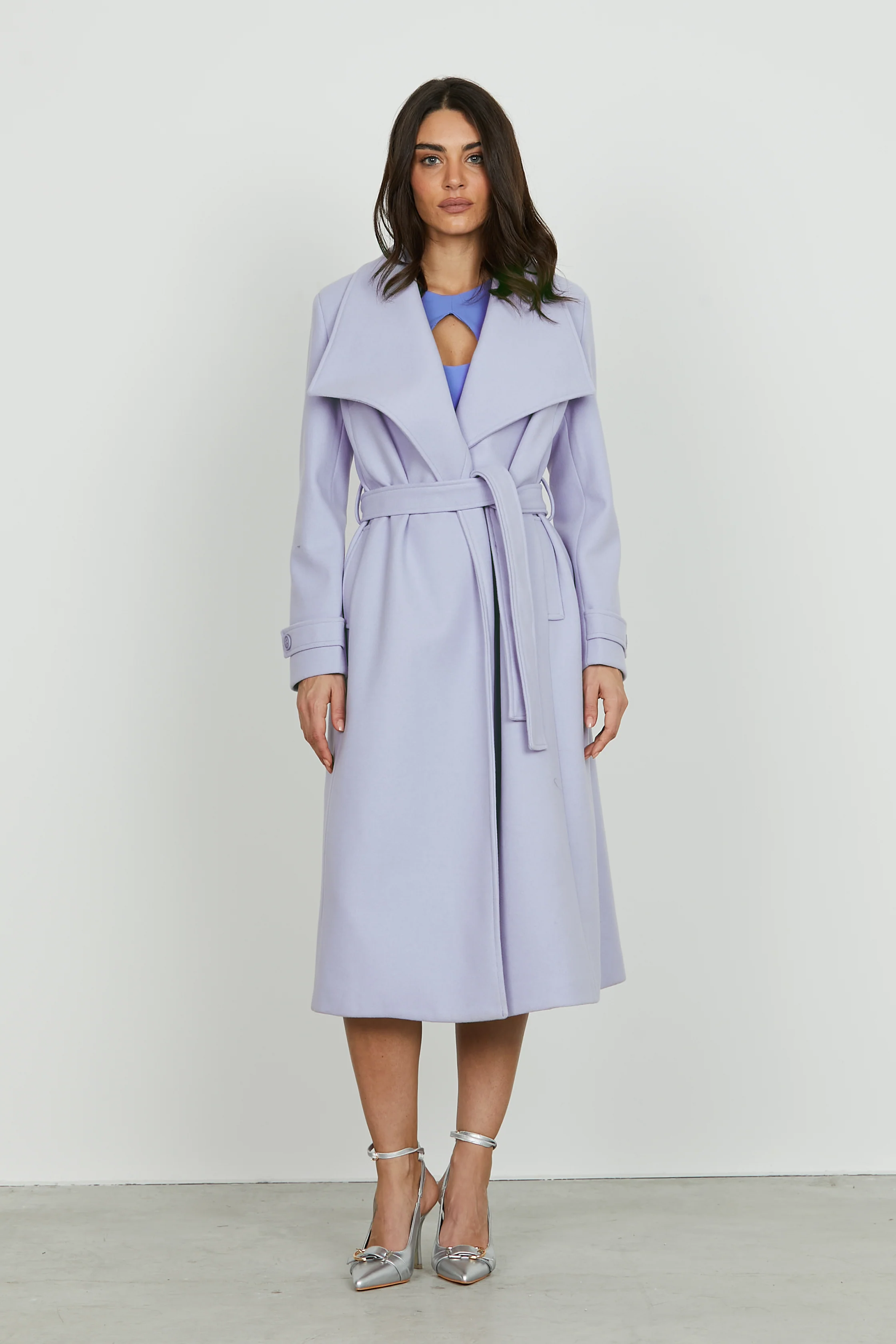Cappotto RIMMOS_A lungo manica lunga con collo ampio più cintura