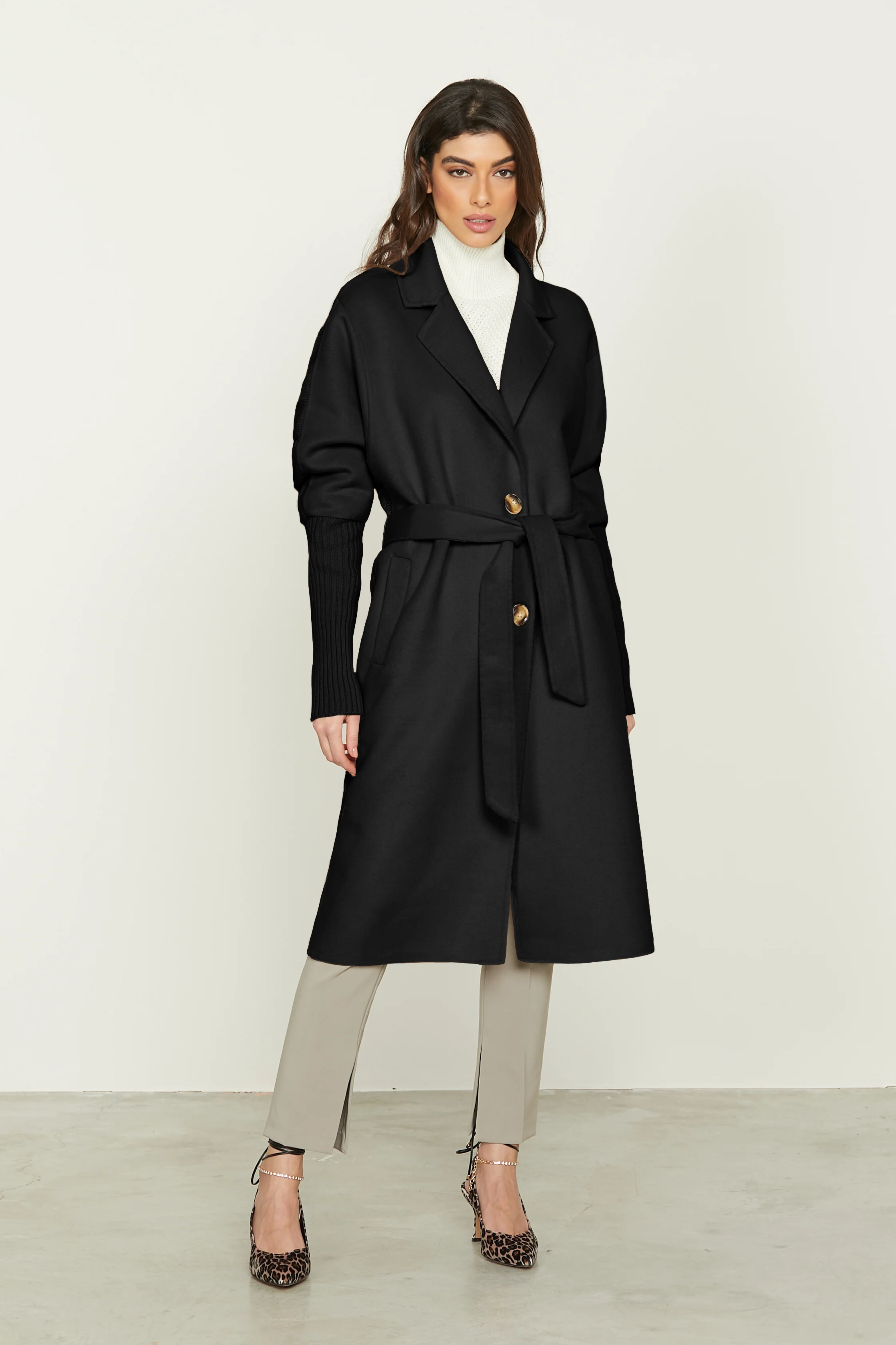 Cappotto TERRY lungo manica lunga con inserti maglia lav.trecce più tasche più cintura - Image 5