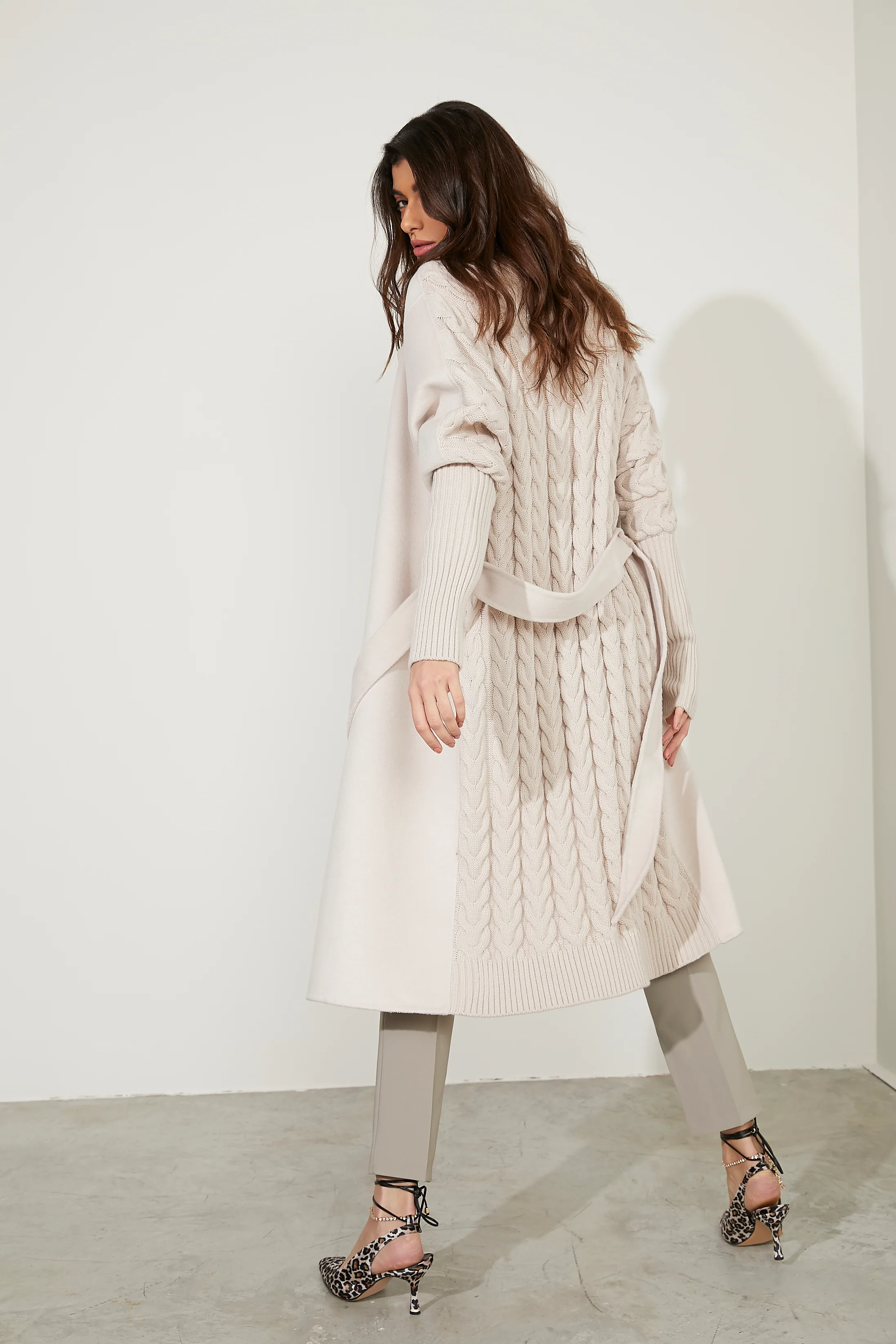 Cappotto TERRY lungo manica lunga con inserti maglia lav.trecce più tasche più cintura - Image 7
