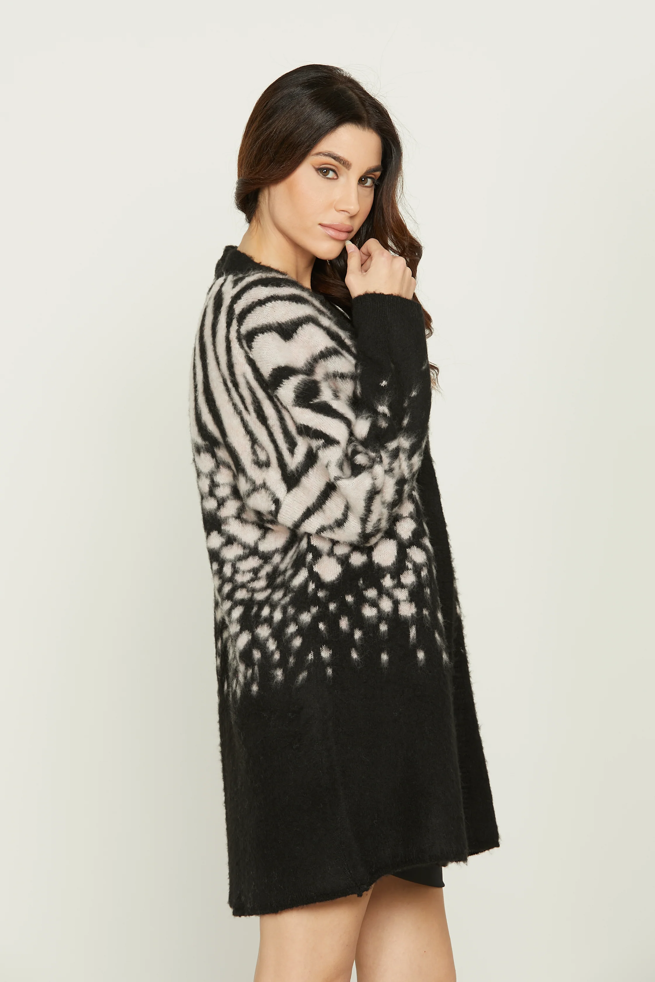 Cardigan BROAD manica lunga jacquard maculato - Image 4
