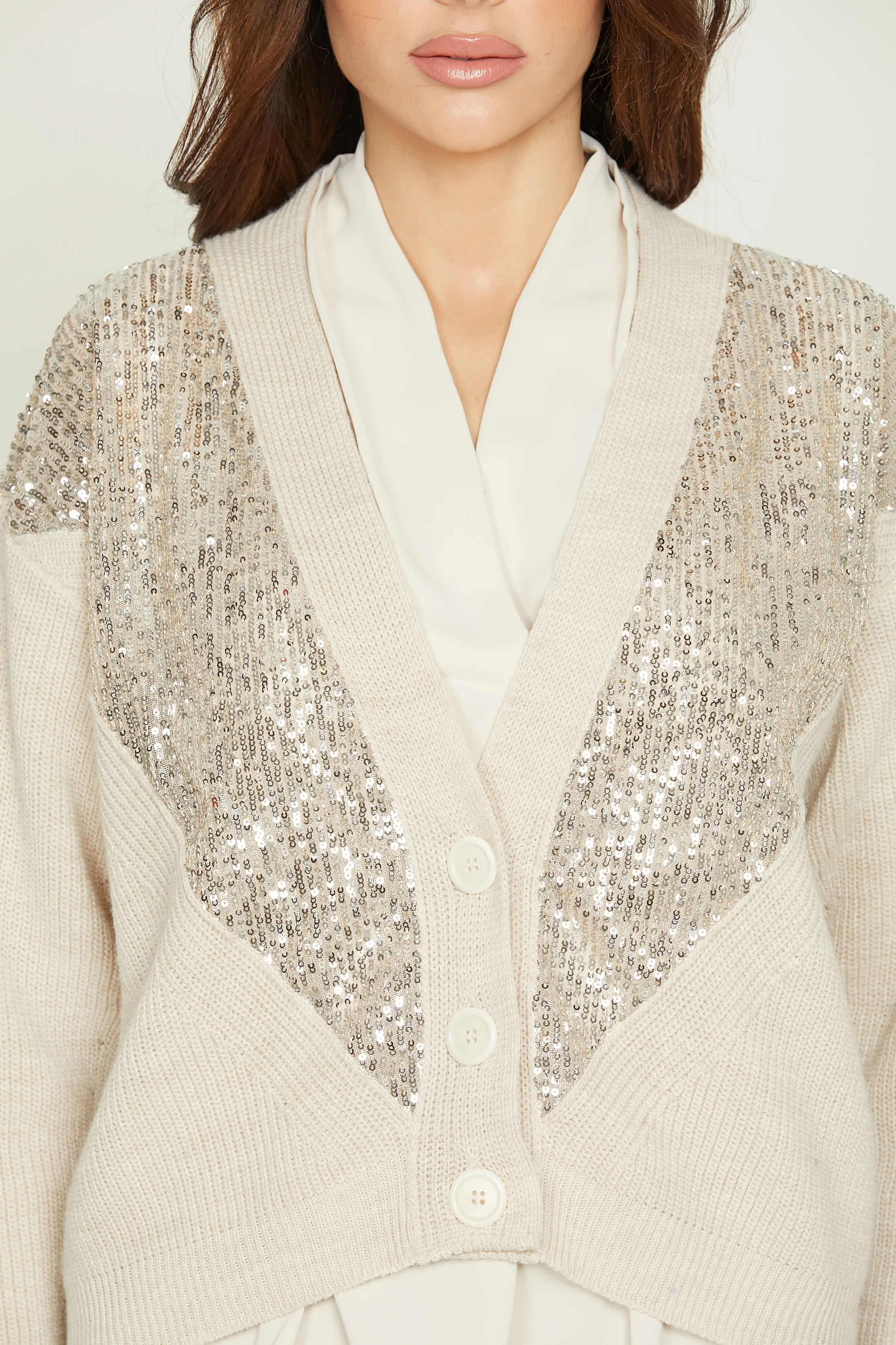 Cardigan DOLLY manica lunga con inserti paillettes - Image 5