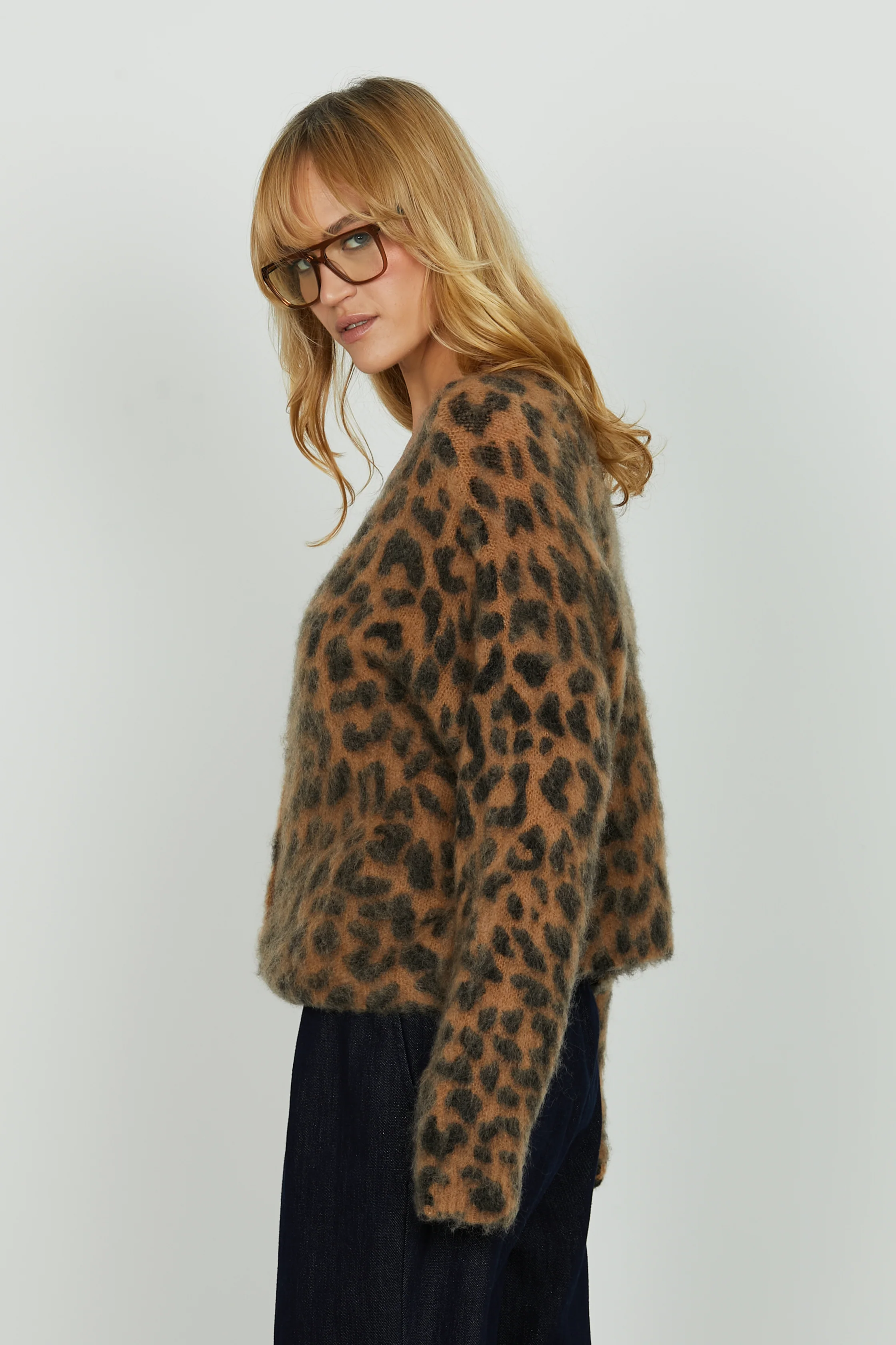 Cardigan ILUS manica lunga con bottoni gioiello fantasia animalier - Image 2