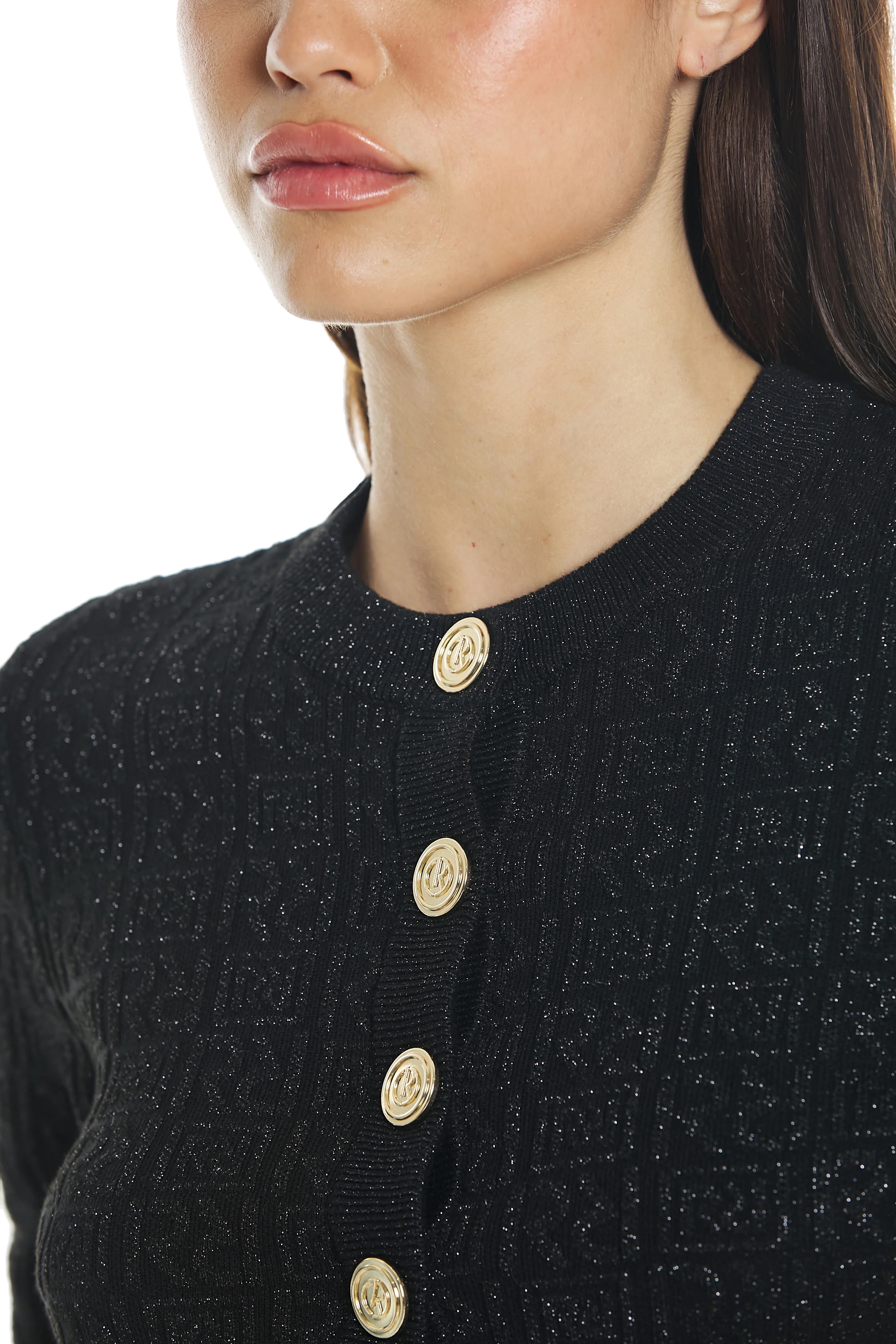 Cardigan MINERVINO manica lunga logo all over lurex - Image 5