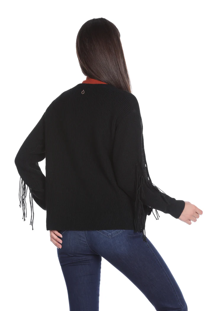 Cardigan POLYN corto manica lunga con frange - Image 3