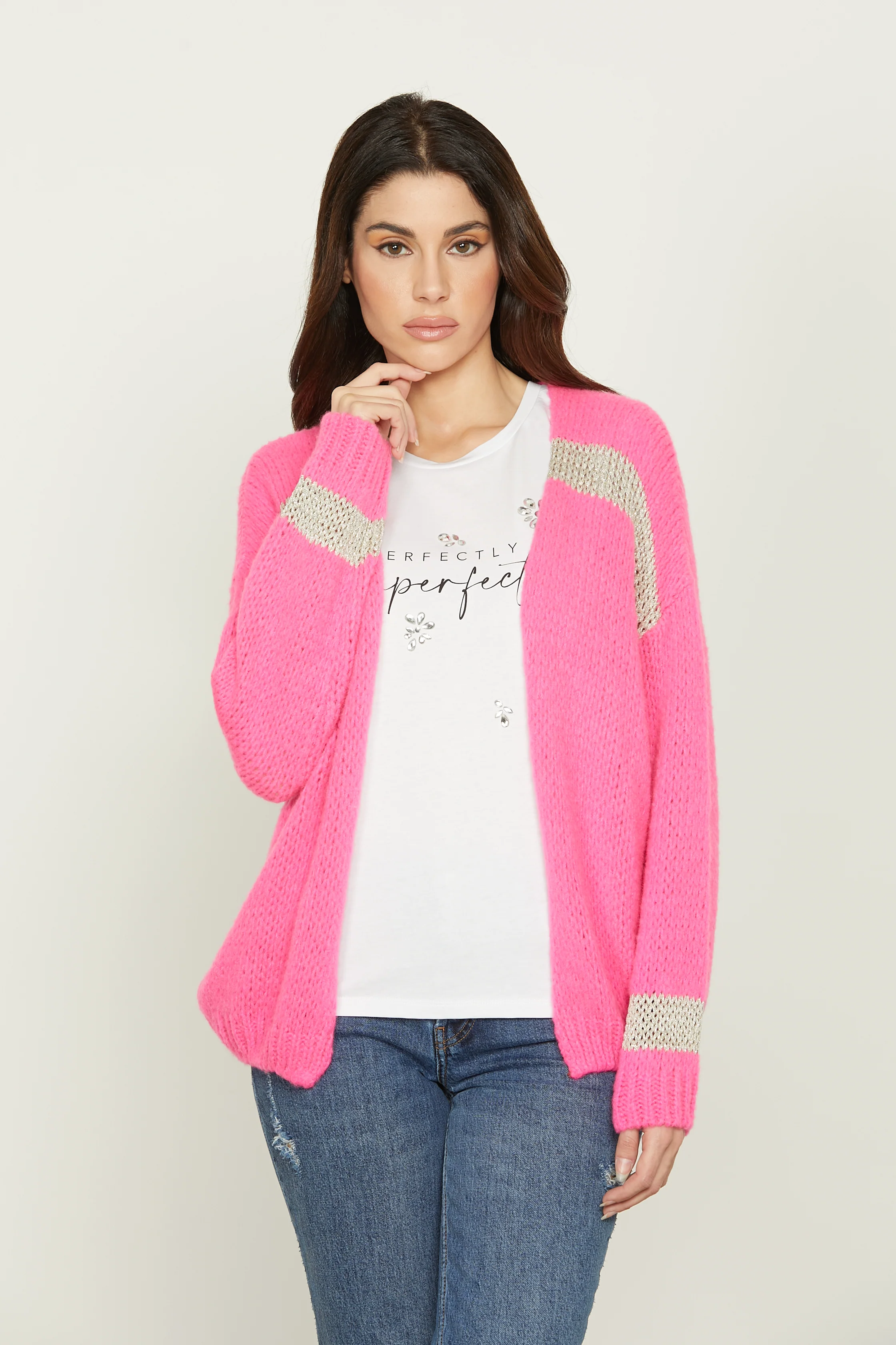 Cardigan WONDER manica lunga con inserti lurex