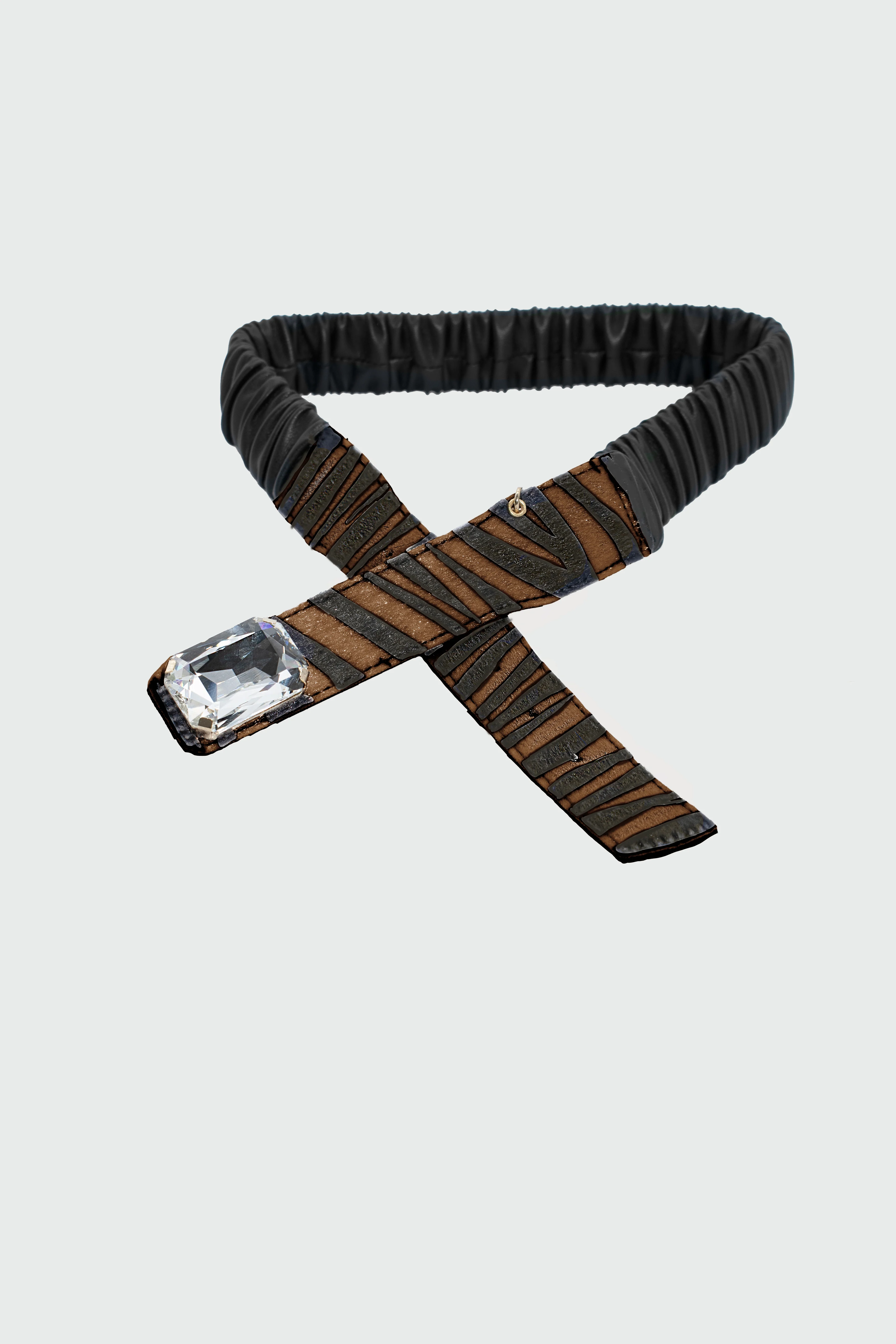 Cintura CONTAC con elastico più cabochon più inserto animalier ecopelle - Image 4