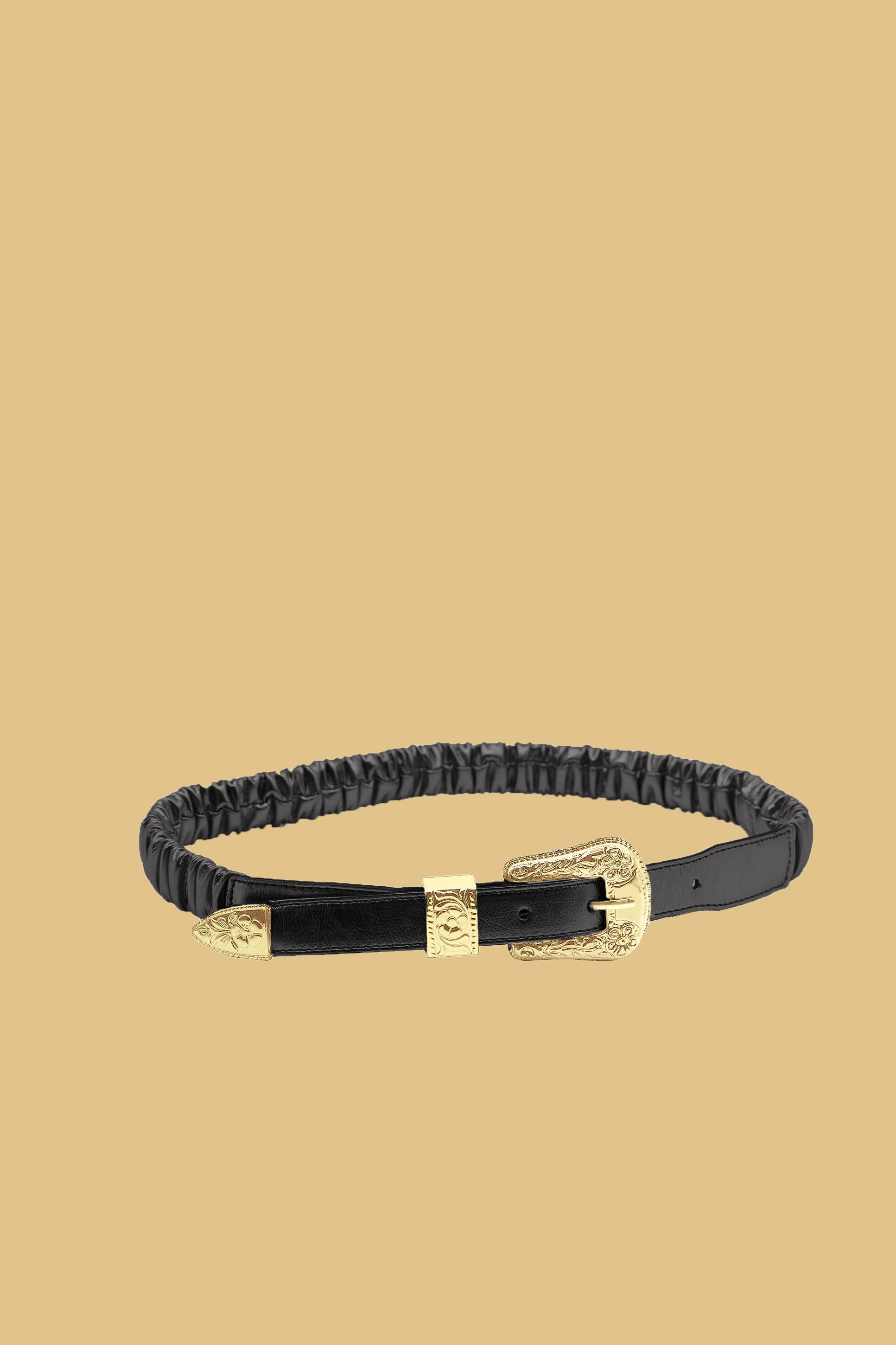 Cintura FOND stretta con fibbia western ecopelle metallizzata - Image 2