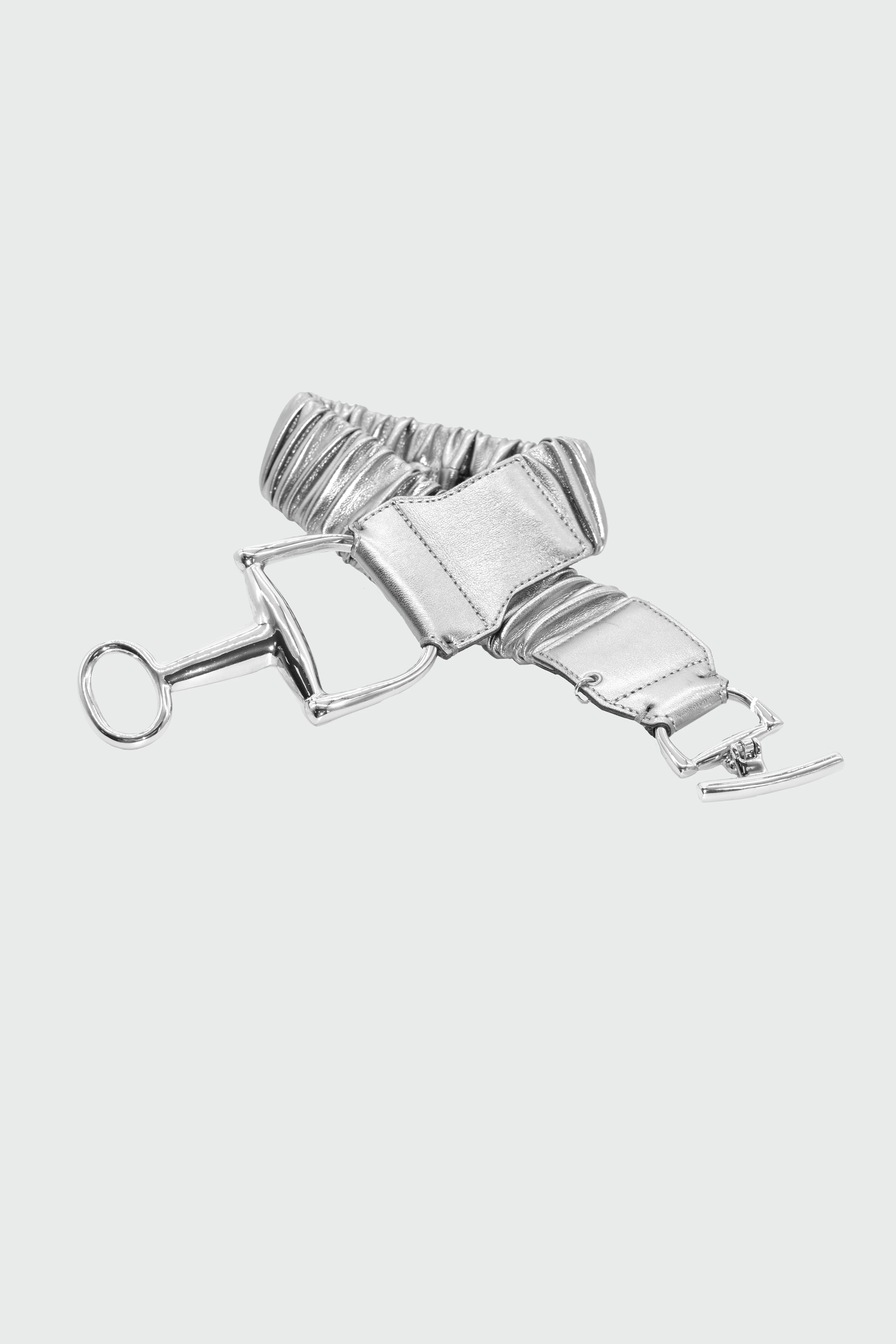 Cintura GANCYIE_LAMI con elastico più fibbia cavallerizza ecopelle laminata - Image 2