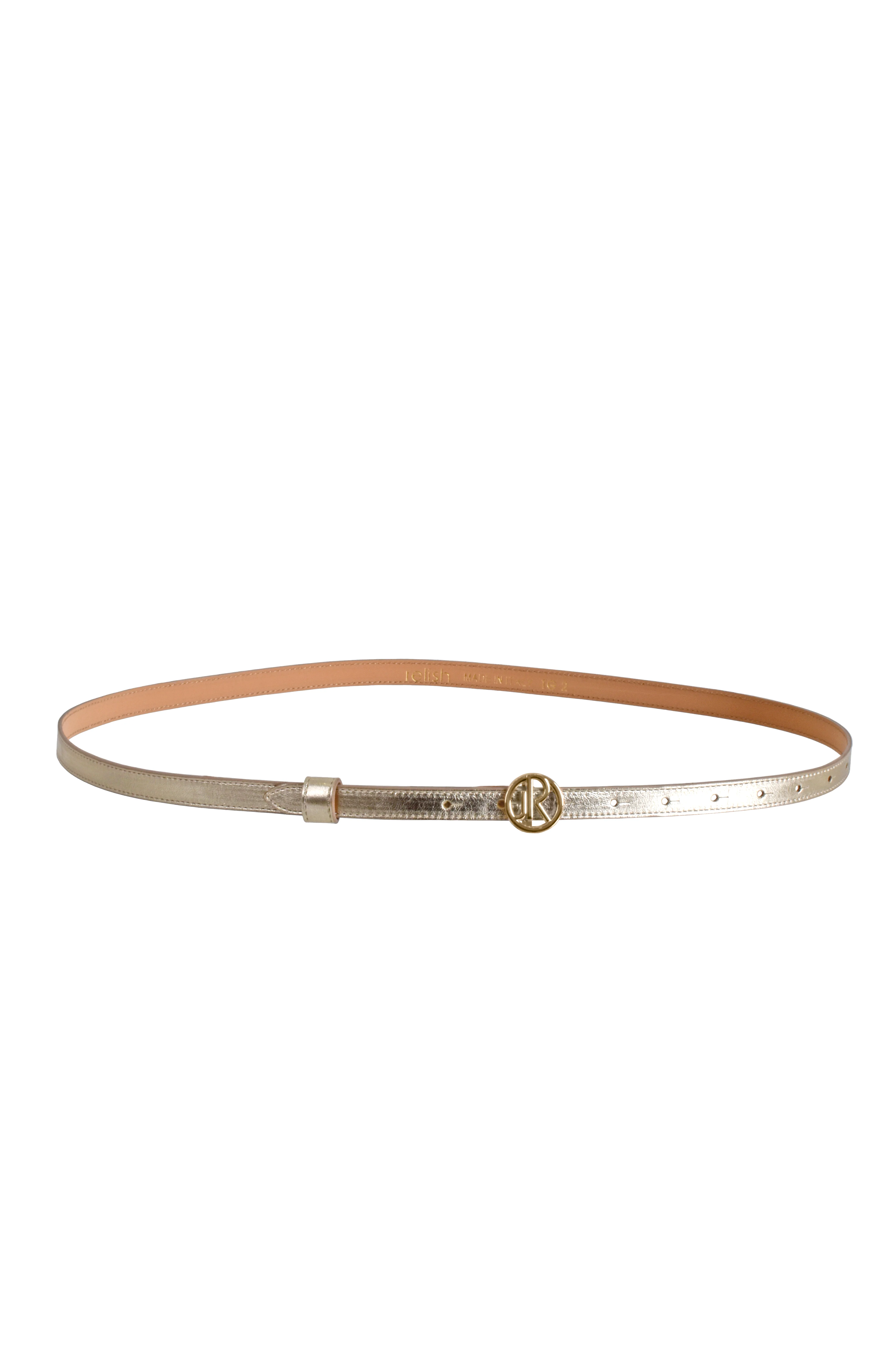 Cintura JONGS_LAMI Sottile con Fibbia Logo Ecopelle Laminata