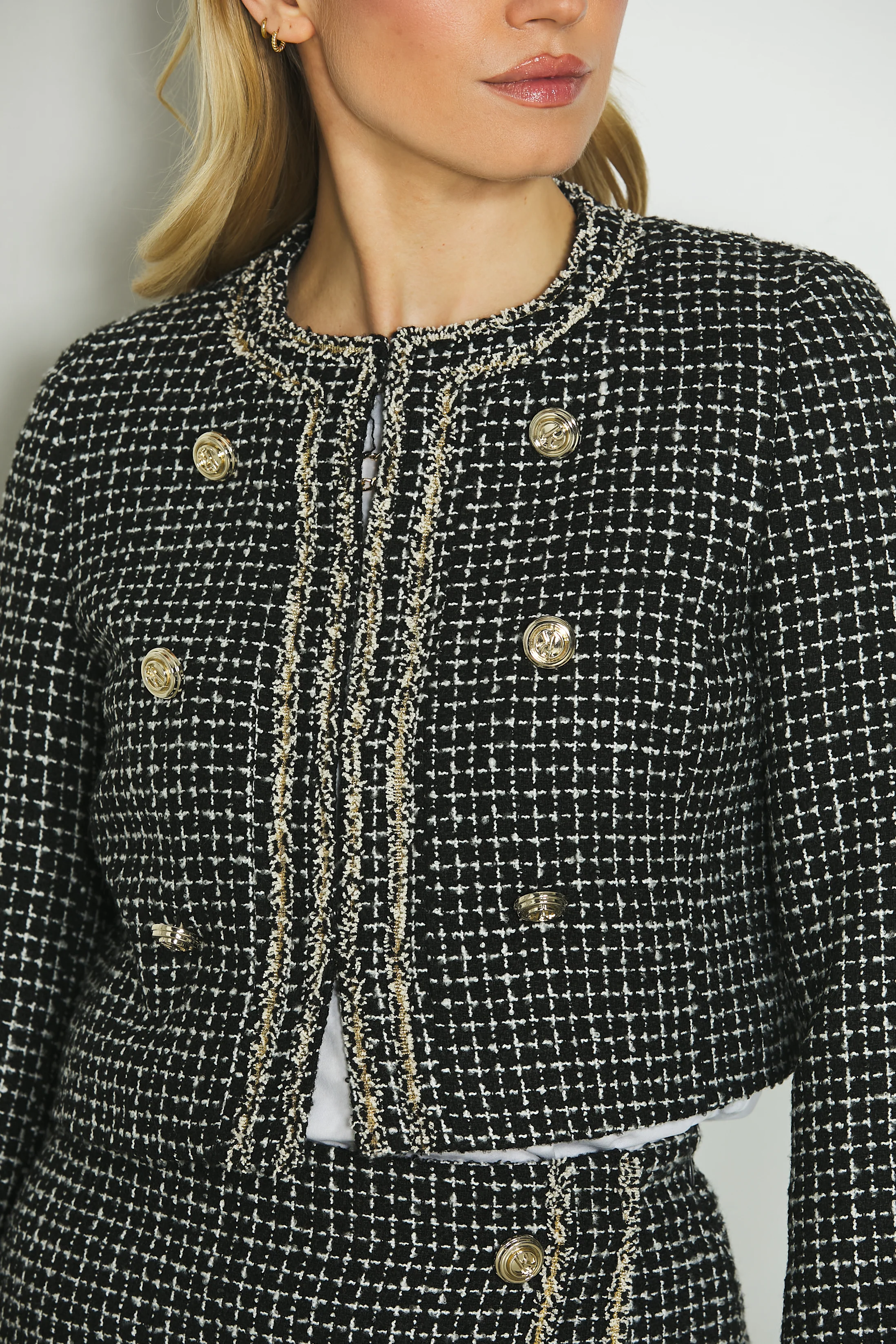 Giacca VIOLANTE corta manica lunga chanel quadretti più lurex più bottoni - Image 4