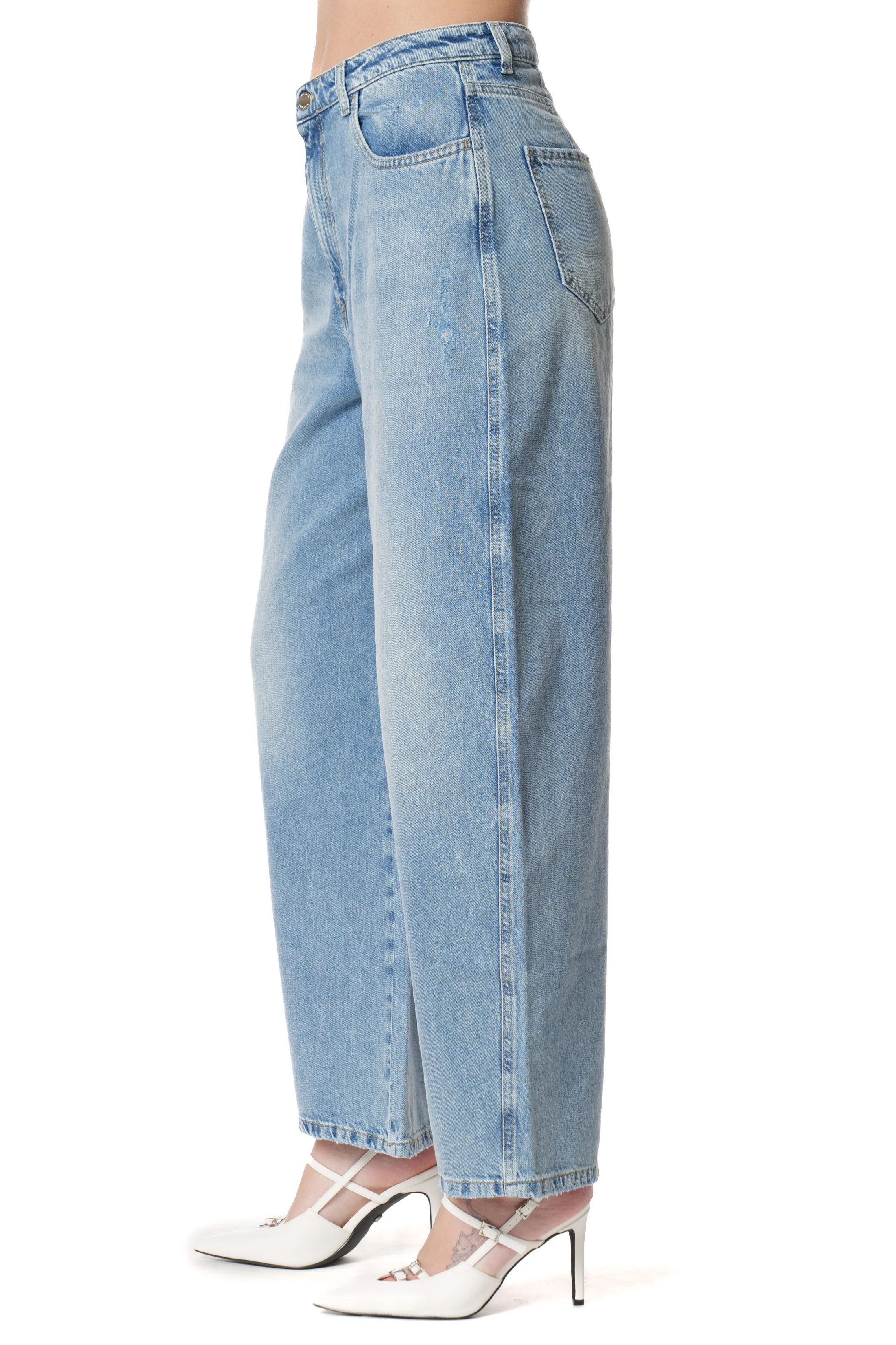 Jeans JULIA_20 Vita Alta 5 Ts con Rotture Mom Fit Denim - Image 3
