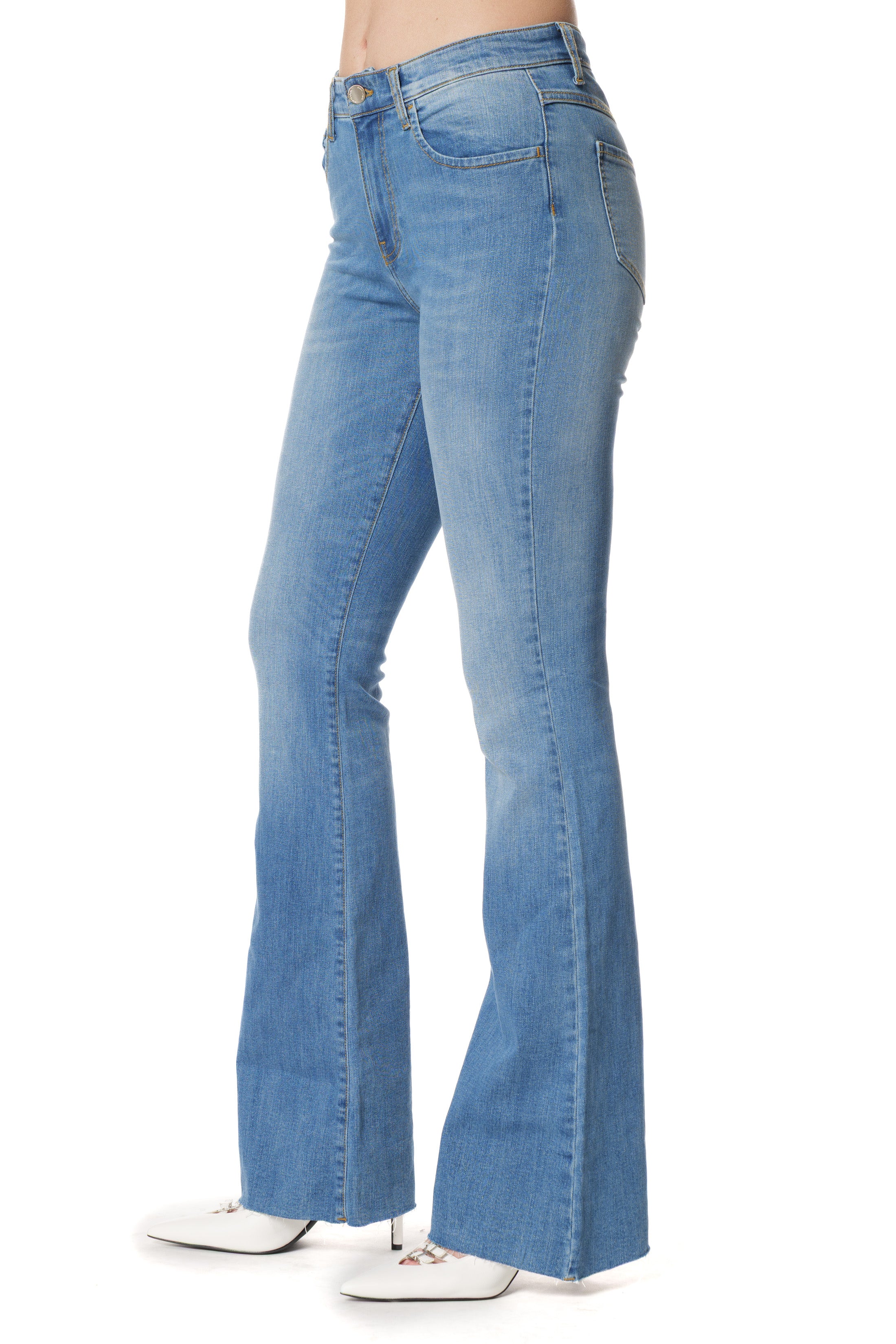 Jeans SCHIFFER_27 Vita Media con F.Do Sfrangiato 5 Ts Flaire Fit Denim - Image 2