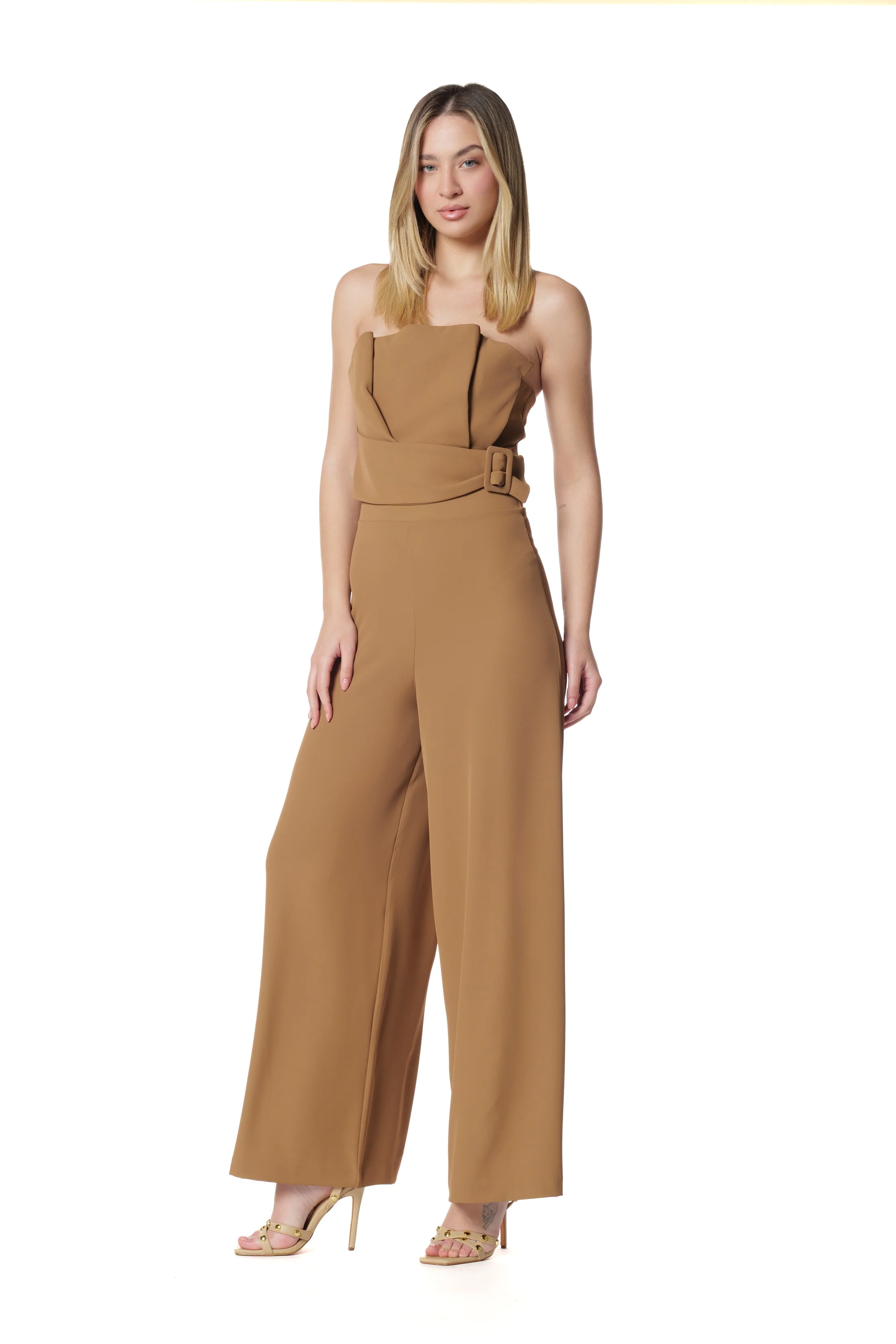 Jumpsuit TANGERINE fascia con pieghe più cintura fibbia kadi' crepe - Image 2