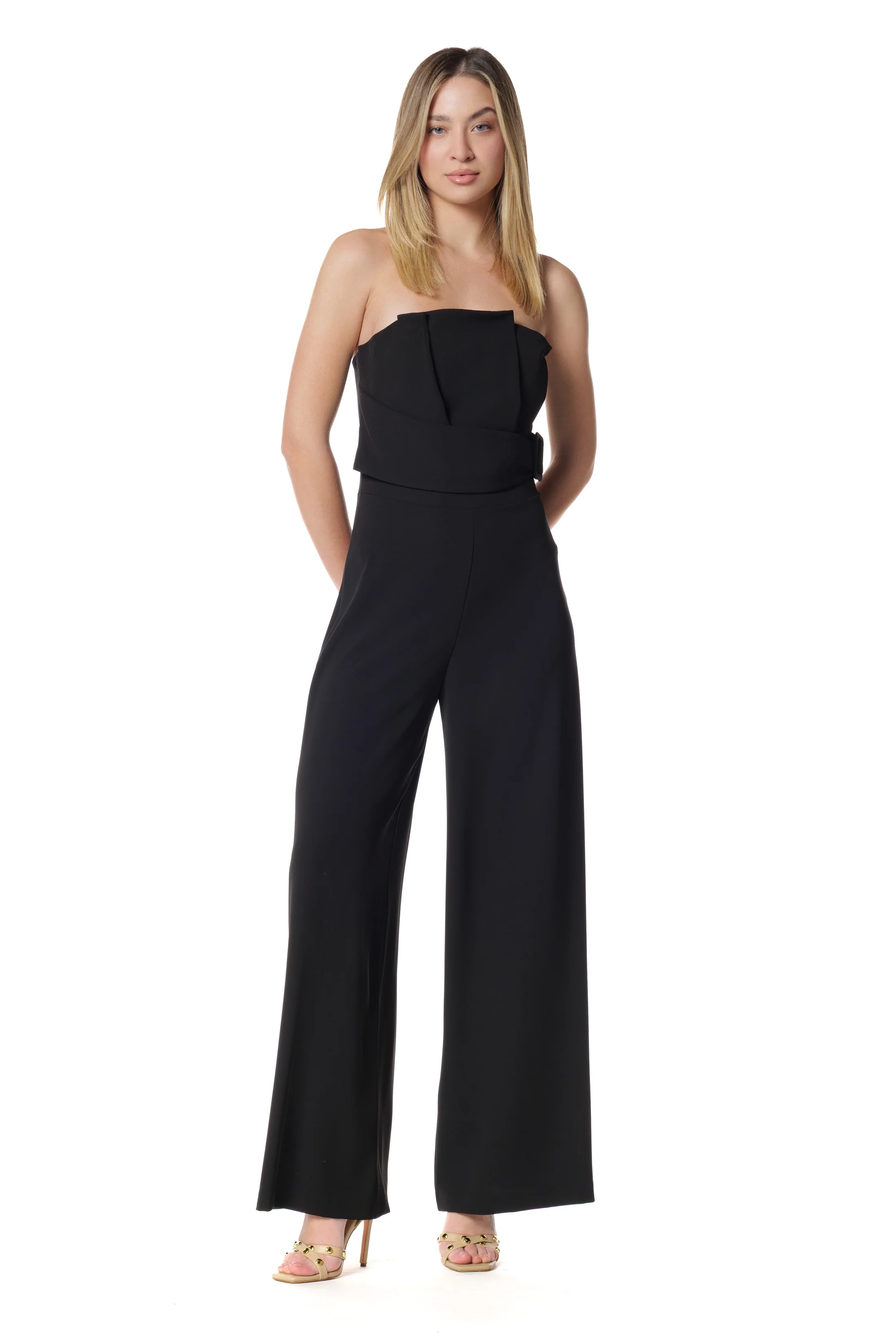 Jumpsuit TANGERINE fascia con pieghe più cintura fibbia kadi' crepe - Image 4