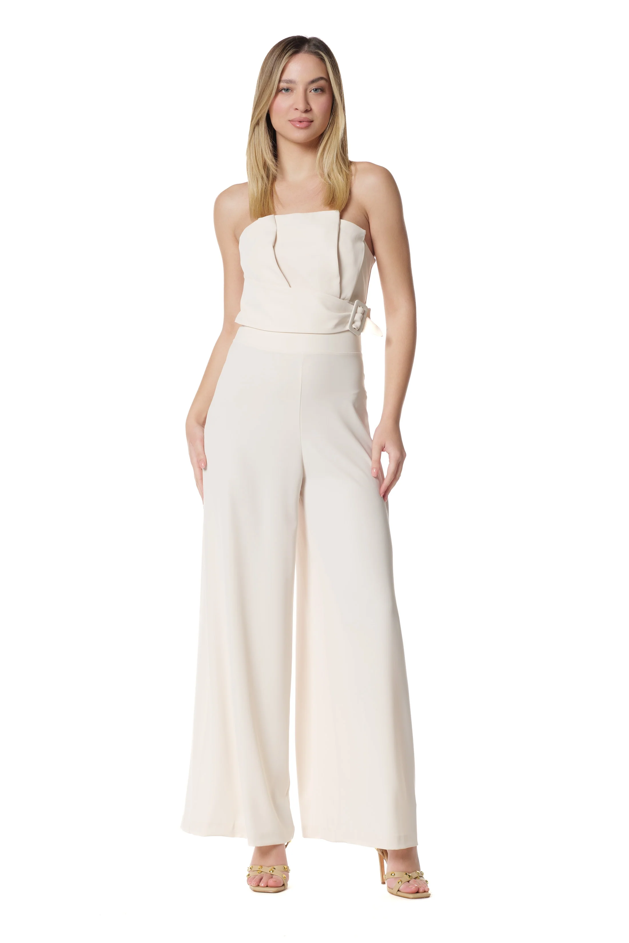 Jumpsuit TANGERINE fascia con pieghe più cintura fibbia kadi' crepe - Image 5
