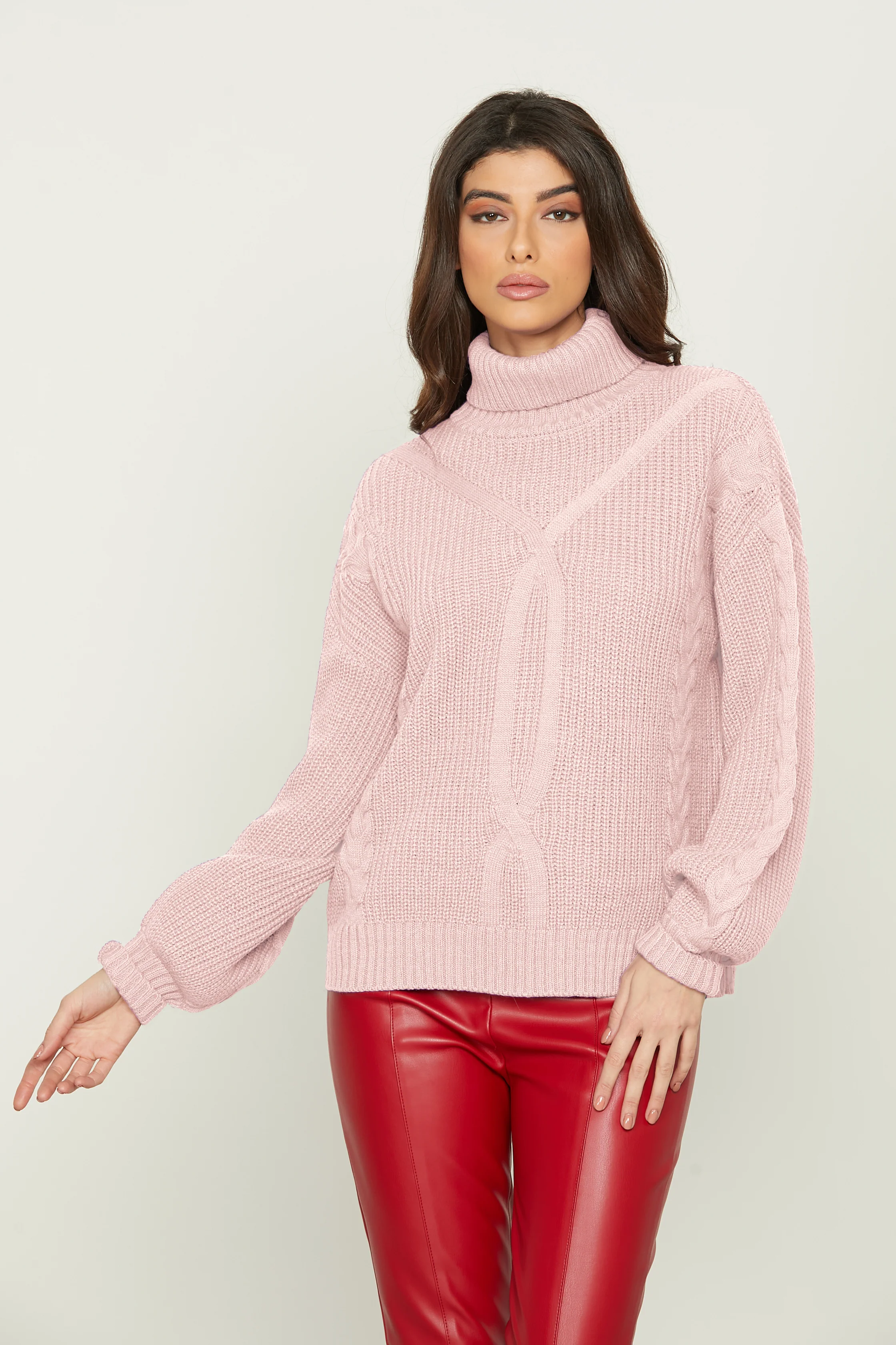 Maglia ARETUSA manica lunga palloncino collo alto lavorazione trecce - Image 7
