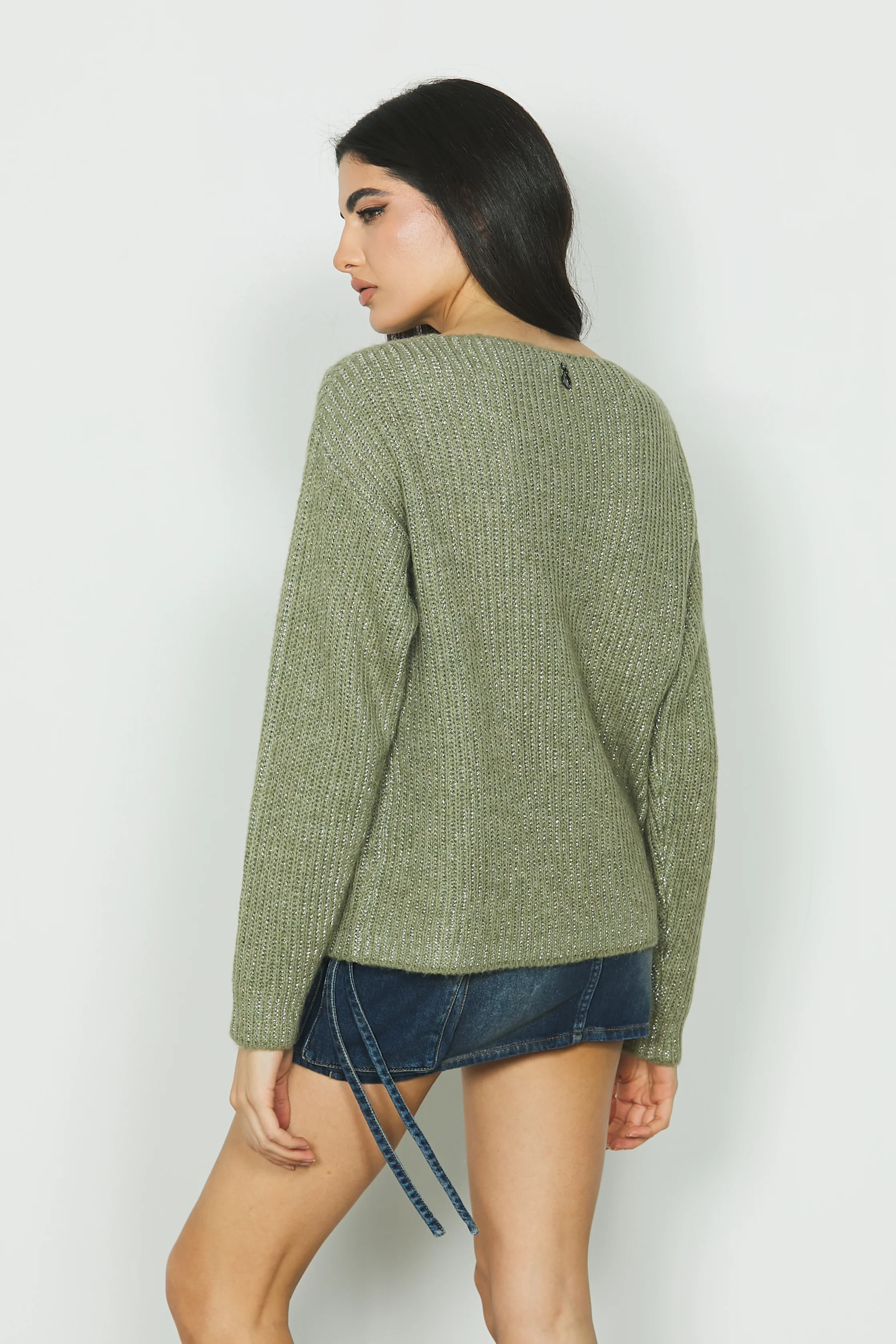 Maglia CAMARA manica lunga con lavorazione trecce più lurex - Image 3
