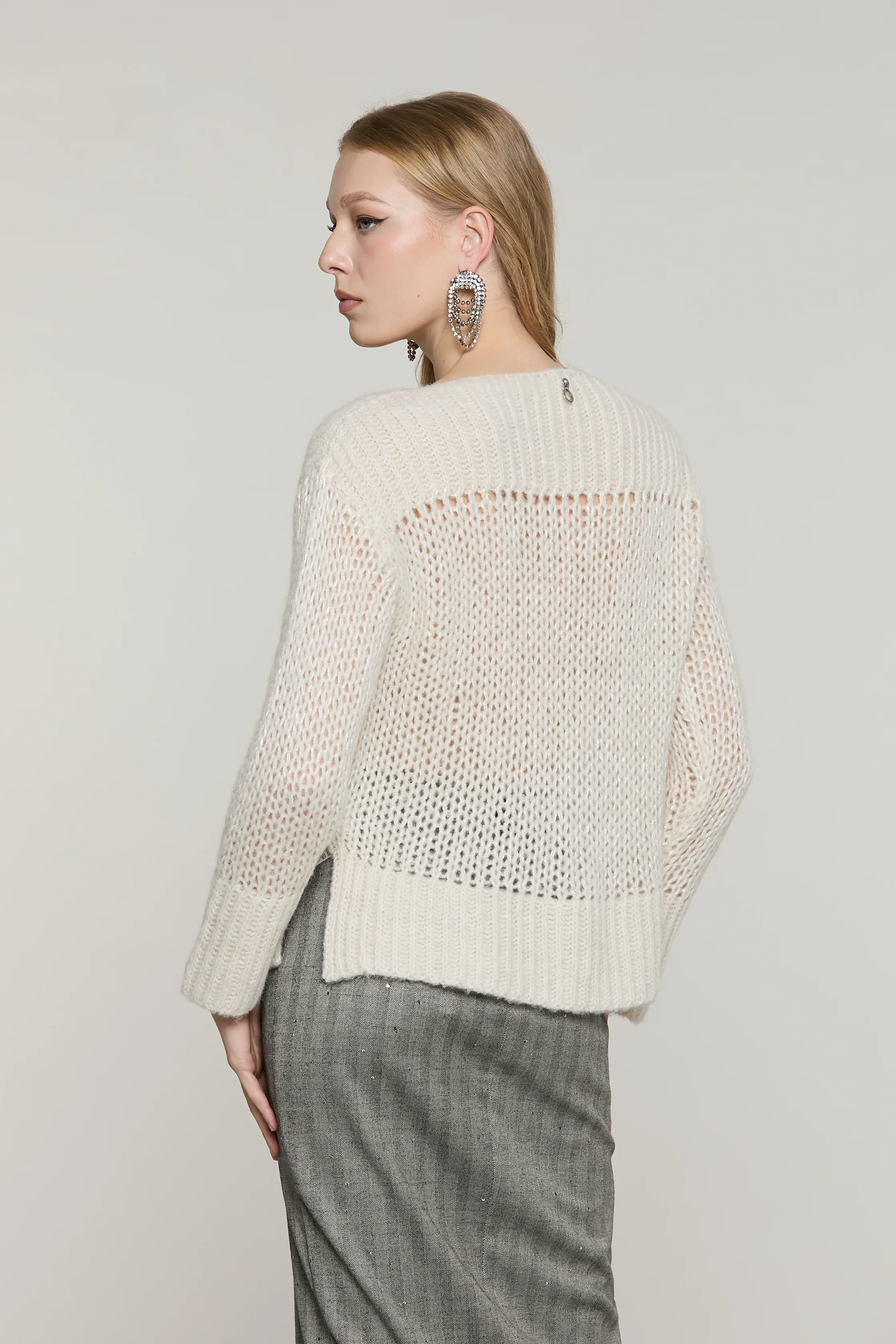 Maglia HOORN manica lunga scollo barca più spacchi con lurex più micro-paillettes - Image 3