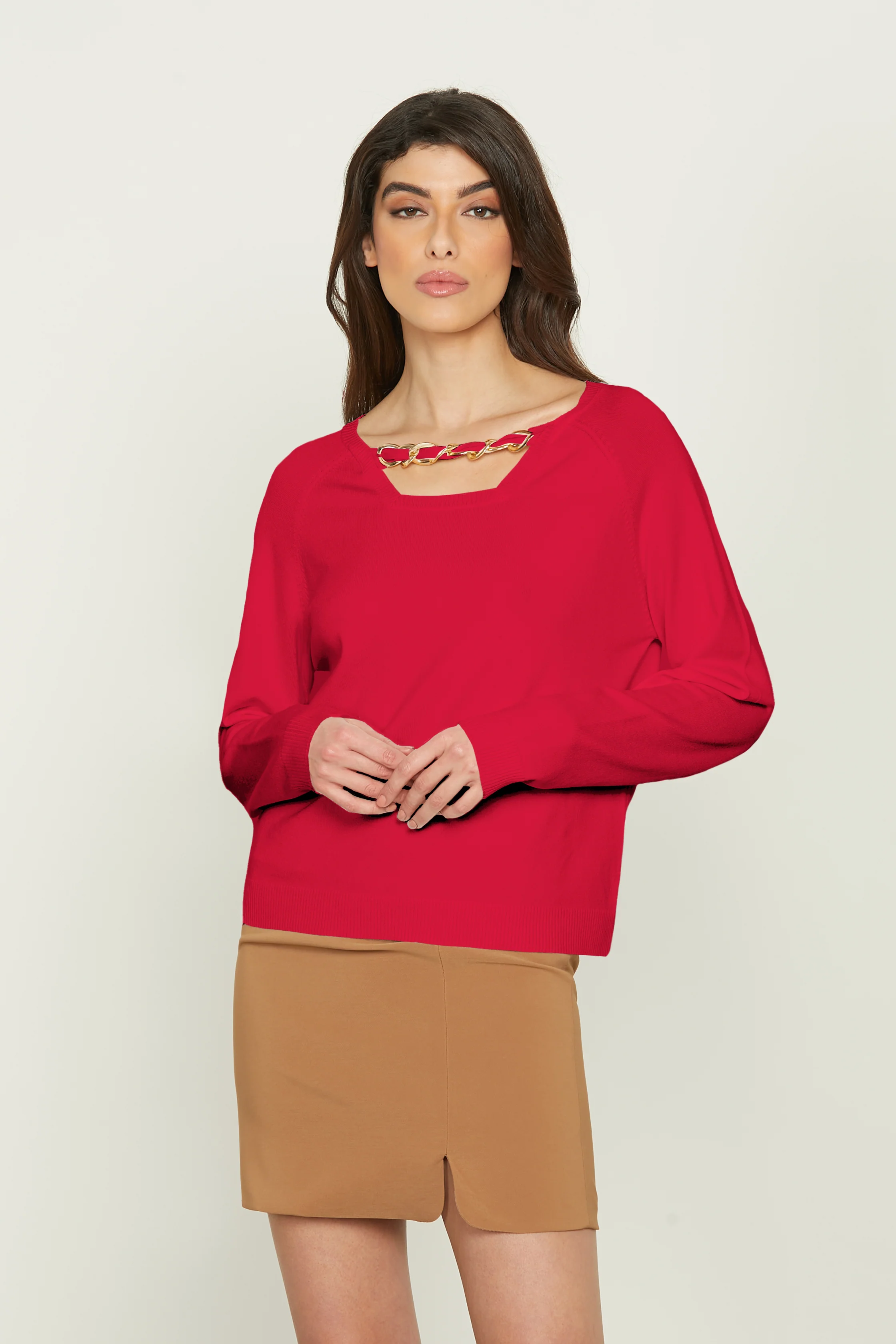 Maglia IRENE manica lunga scollo quadrato con inserto catene - Image 6