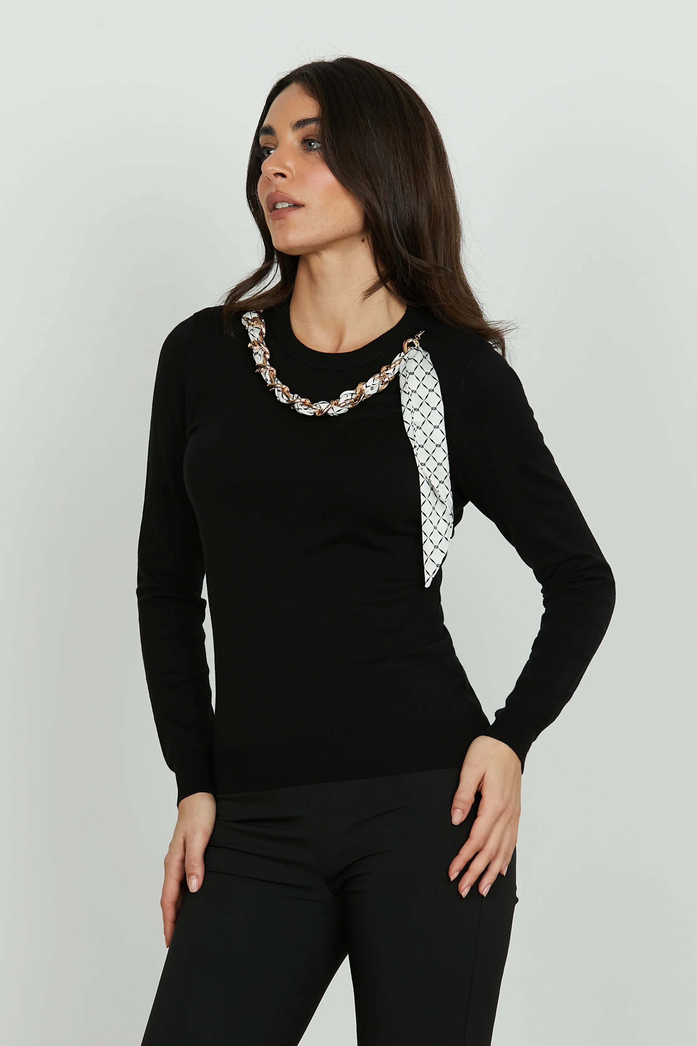 Maglia ISOTTA manica lunga girocollo con catena più foulard - Image 2