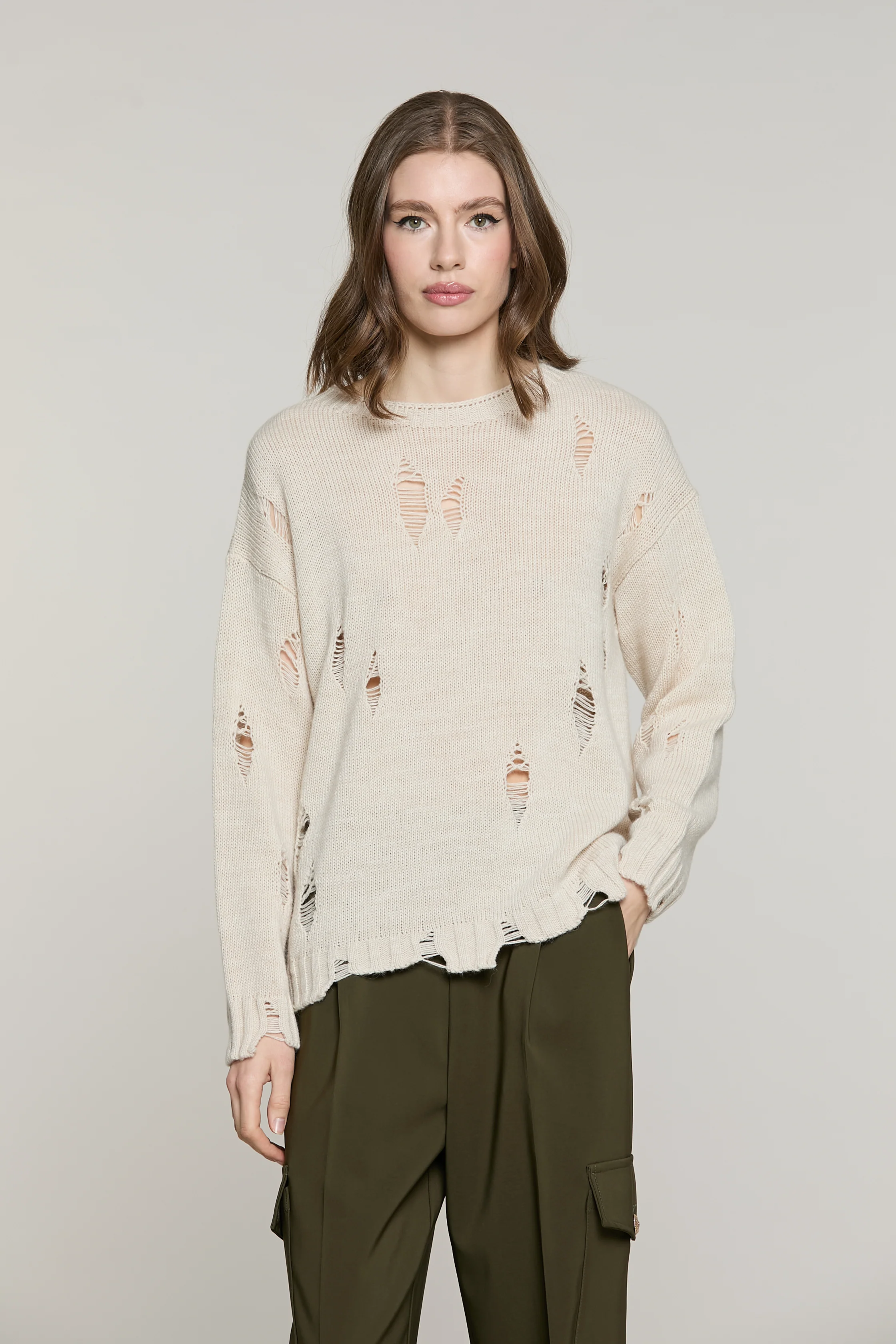 Maglia LEIDAN manica lunga girocollo con rotture