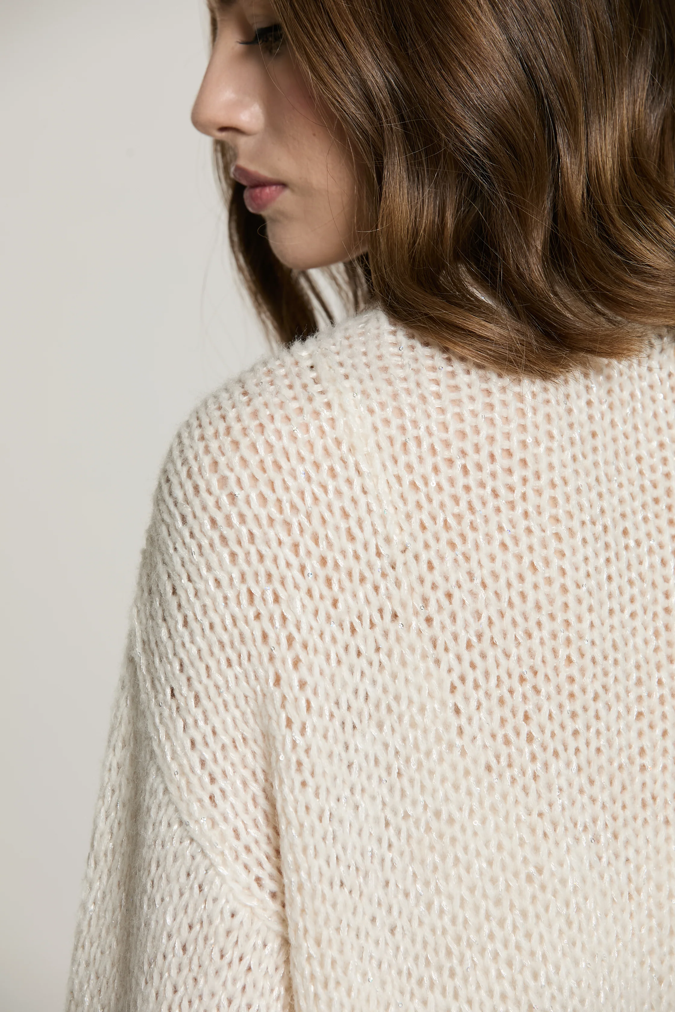 Maglia LIEGI manica lunga palloncino asimmetrica con lurex più micro-paillettes - Image 4