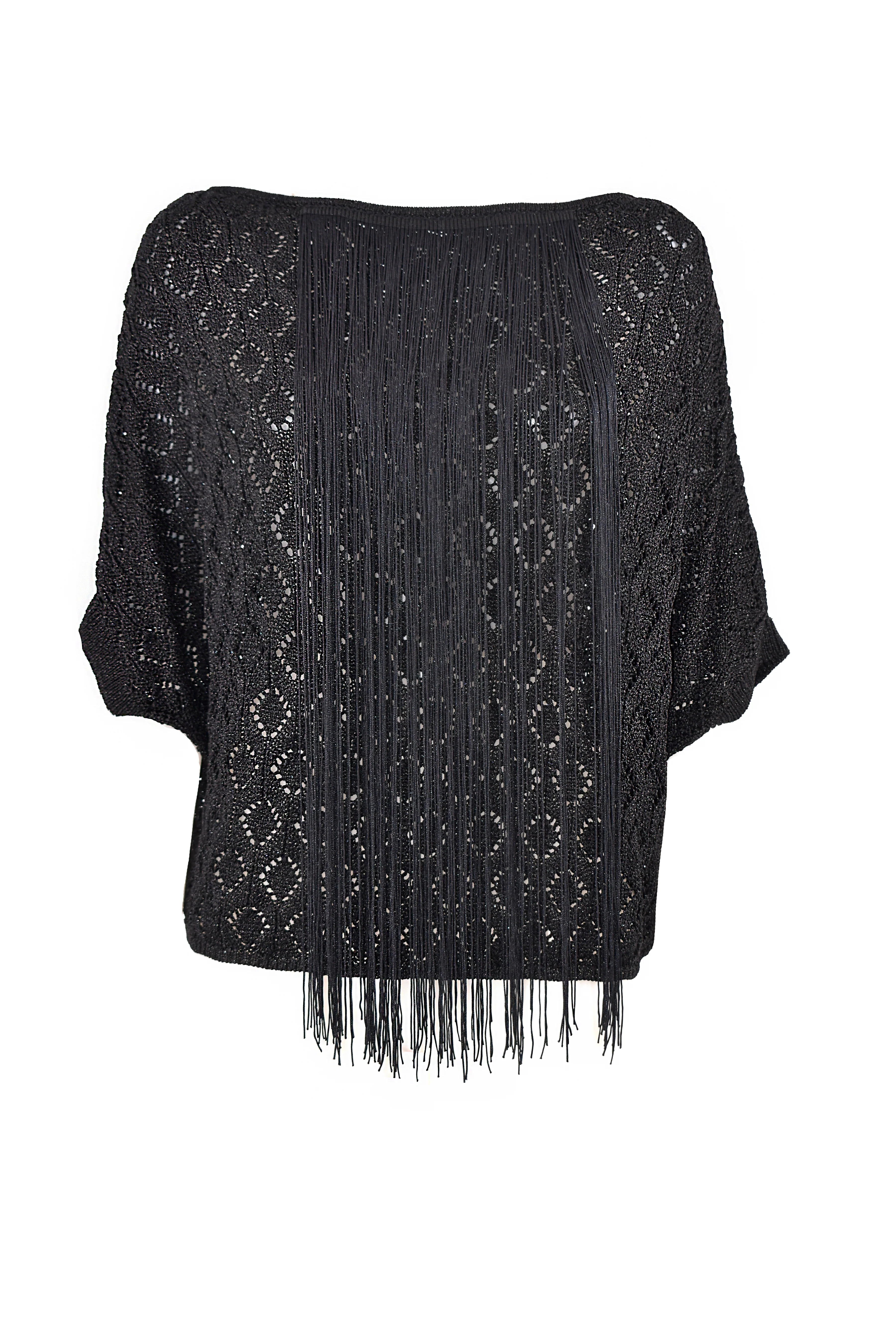 Maglia LINFAT mezza manica kimono punto uncinetto più lurex più frange - Image 2