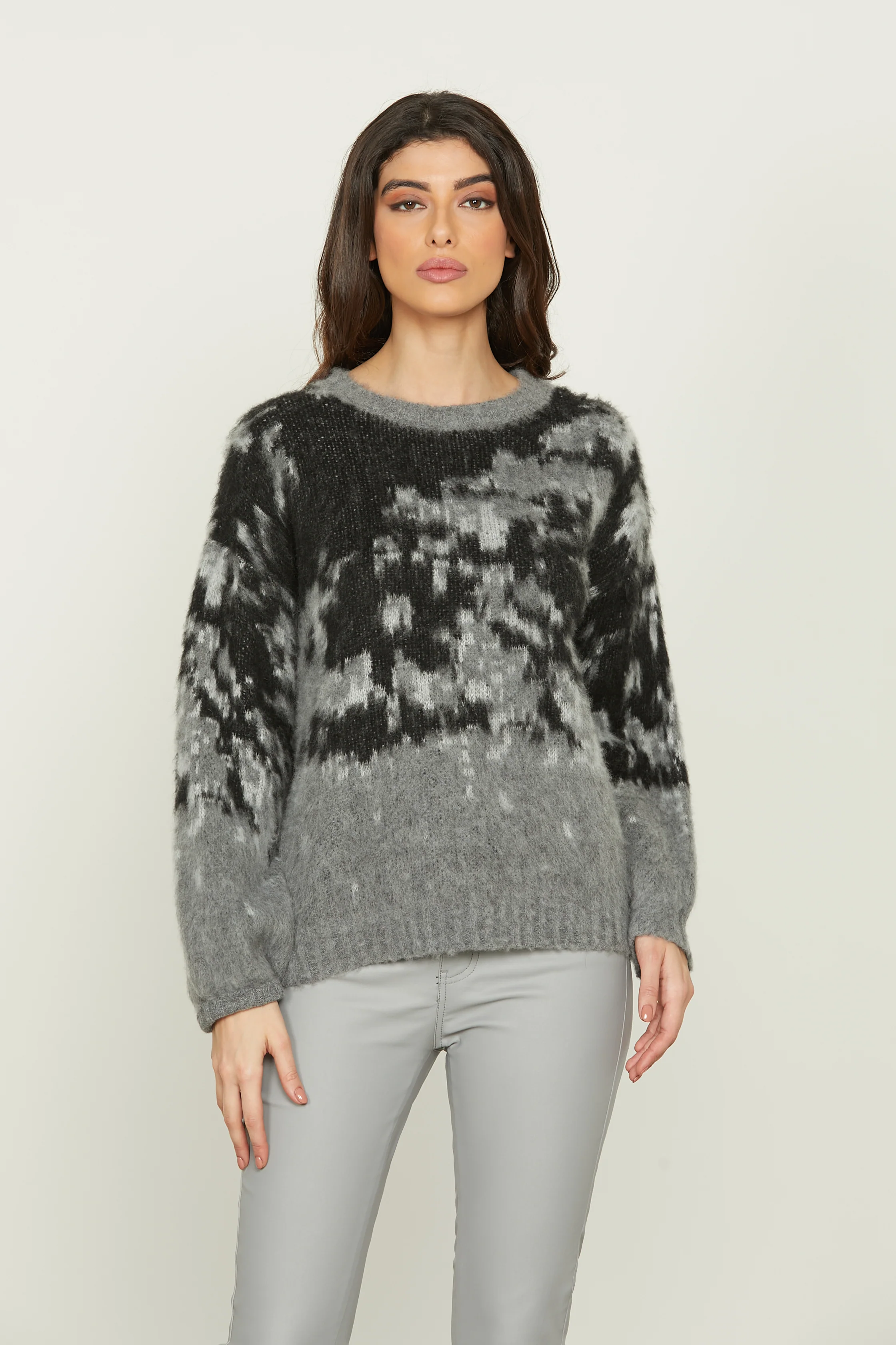 Maglia LUST manica lunga palloncino jacquard con effetto maltinto - Image 2