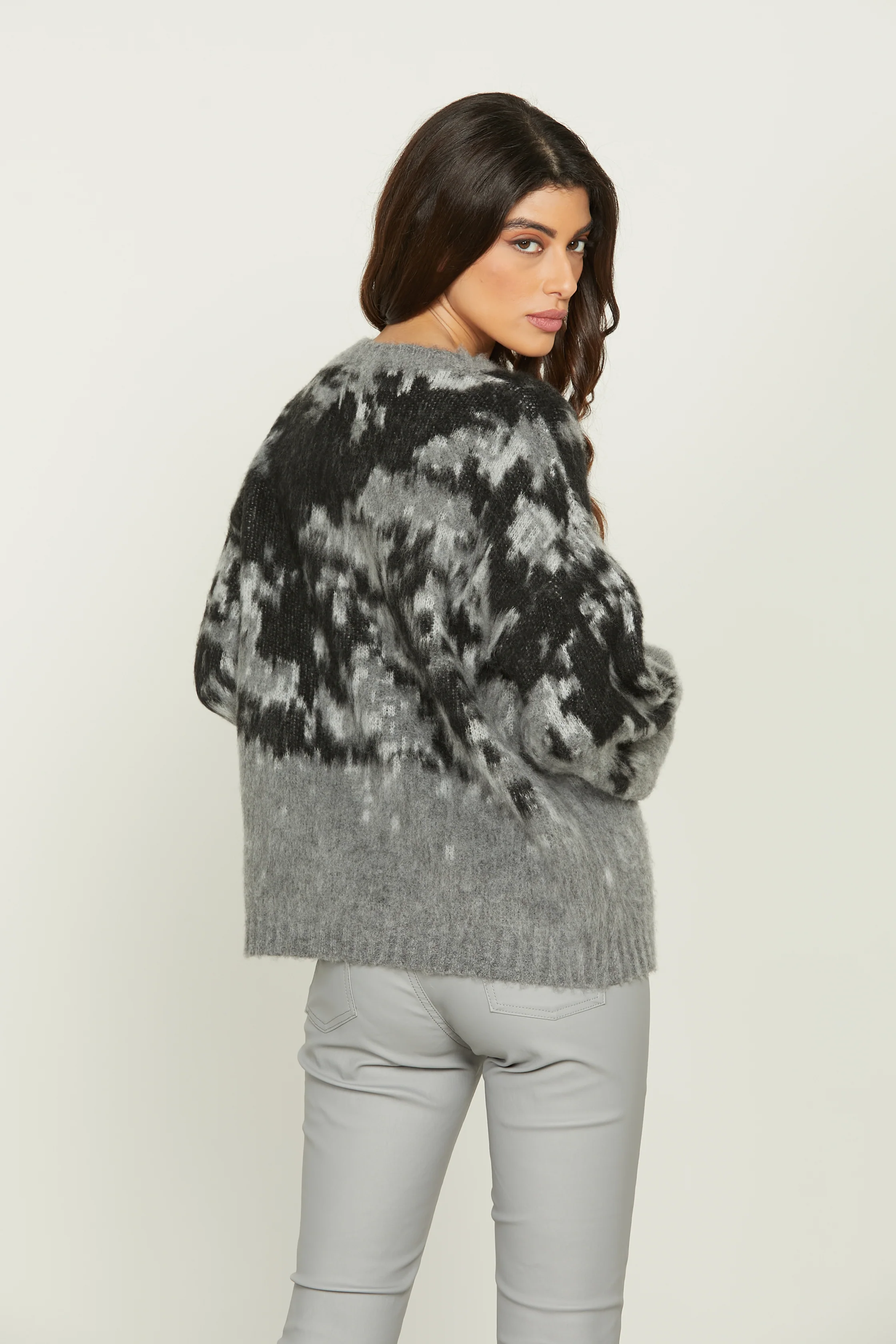 Maglia LUST manica lunga palloncino jacquard con effetto maltinto - Image 4