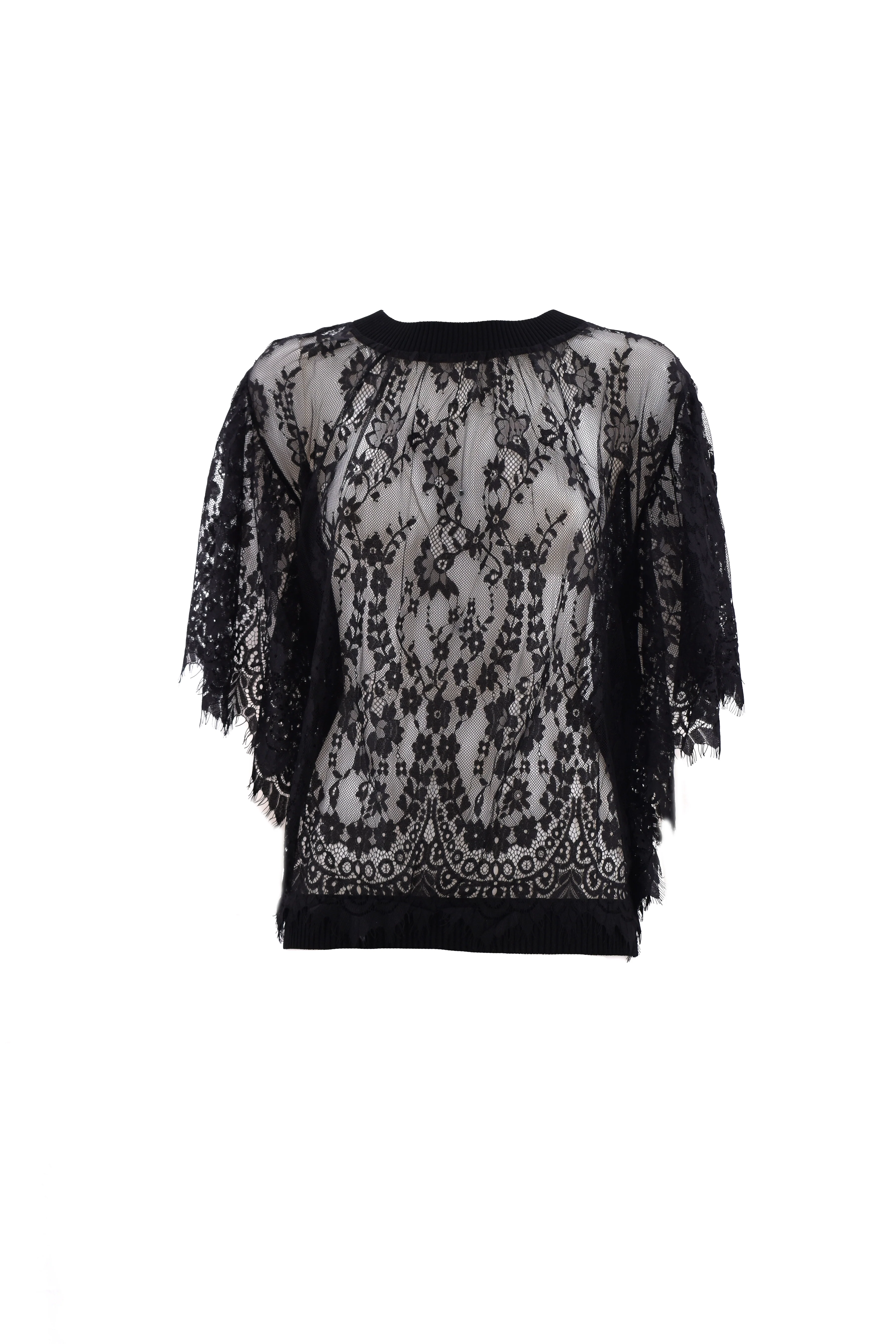 Maglia MOMHILL mezza manica pipistrello pizzo più bordi costina