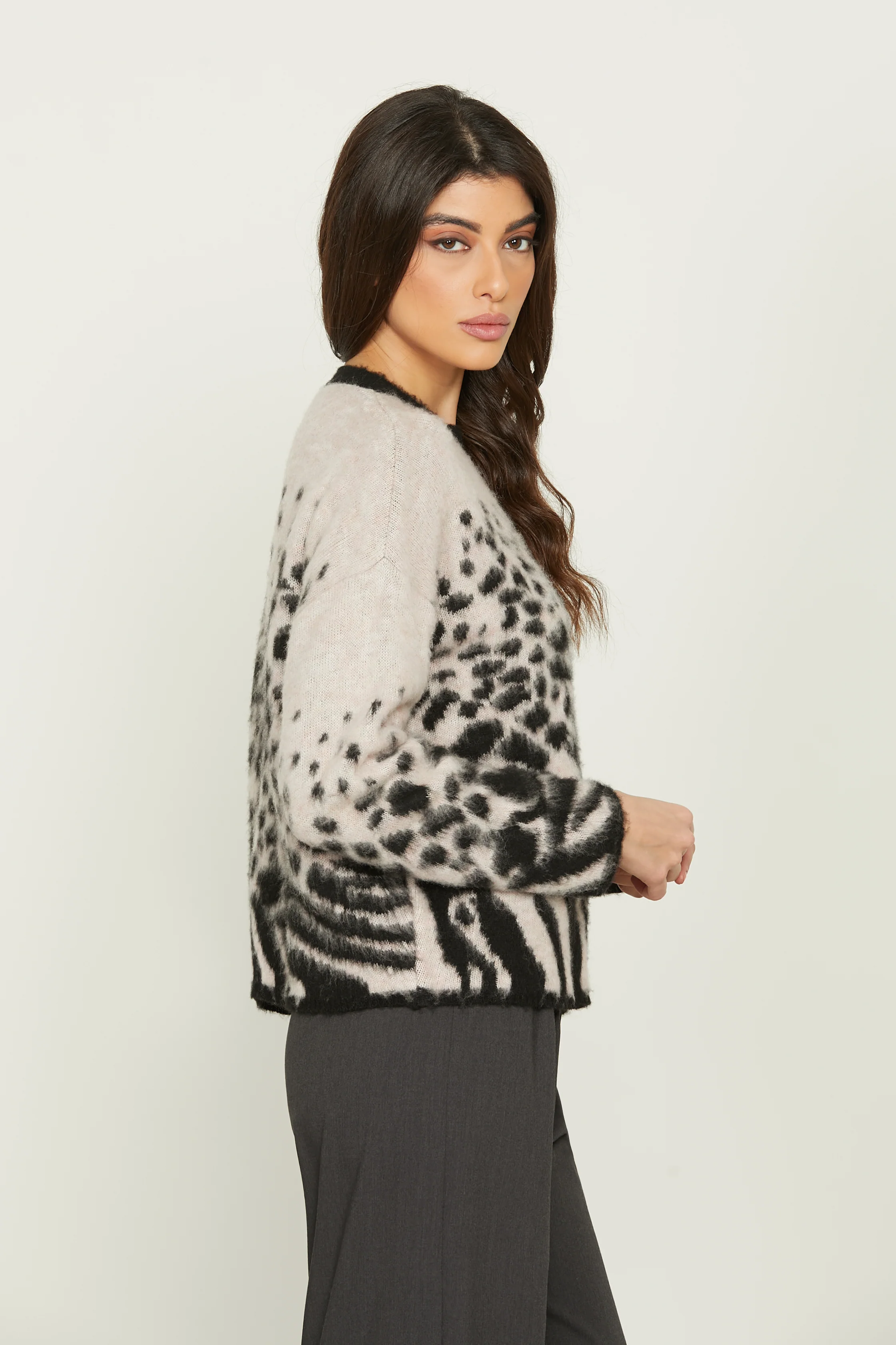 Maglia MONTE manica lunga spalla scesa jacquard maculato - Image 3