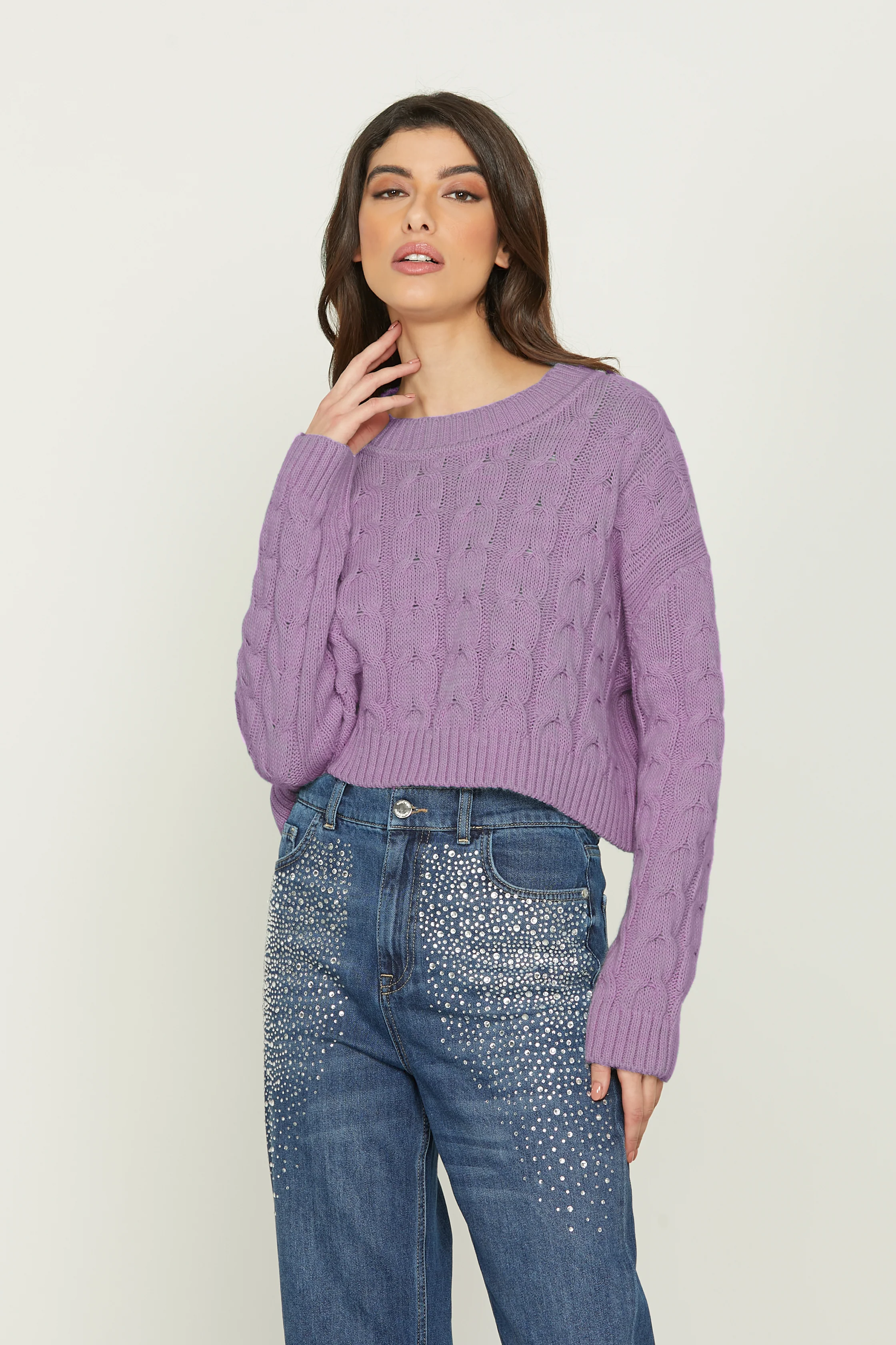Maglia SPERANZA corta manica lunga lavorazione trecce - Image 5