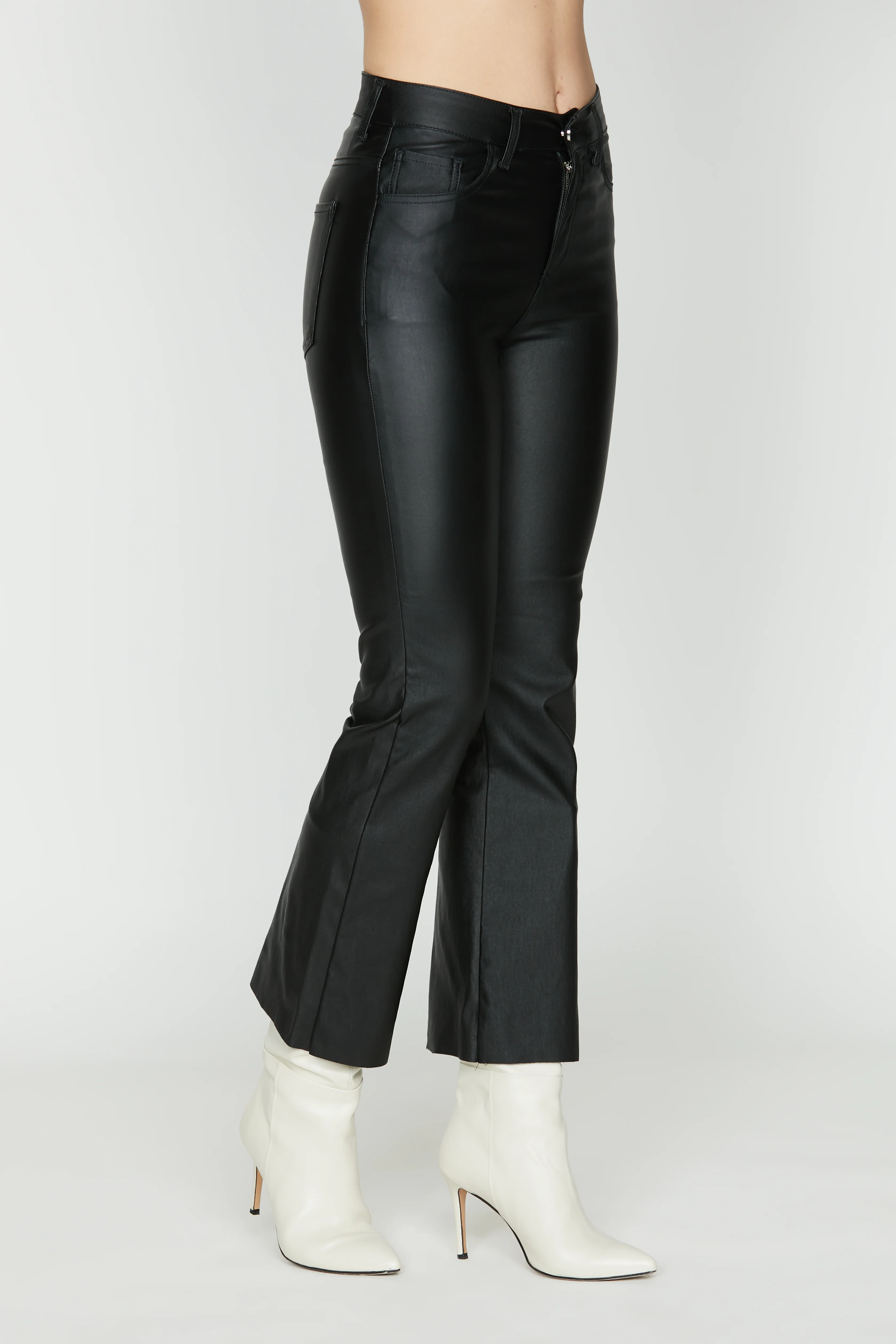 Pantalone ACCIAIO vita alta crop zampetta 5ts ecopelle - Image 2