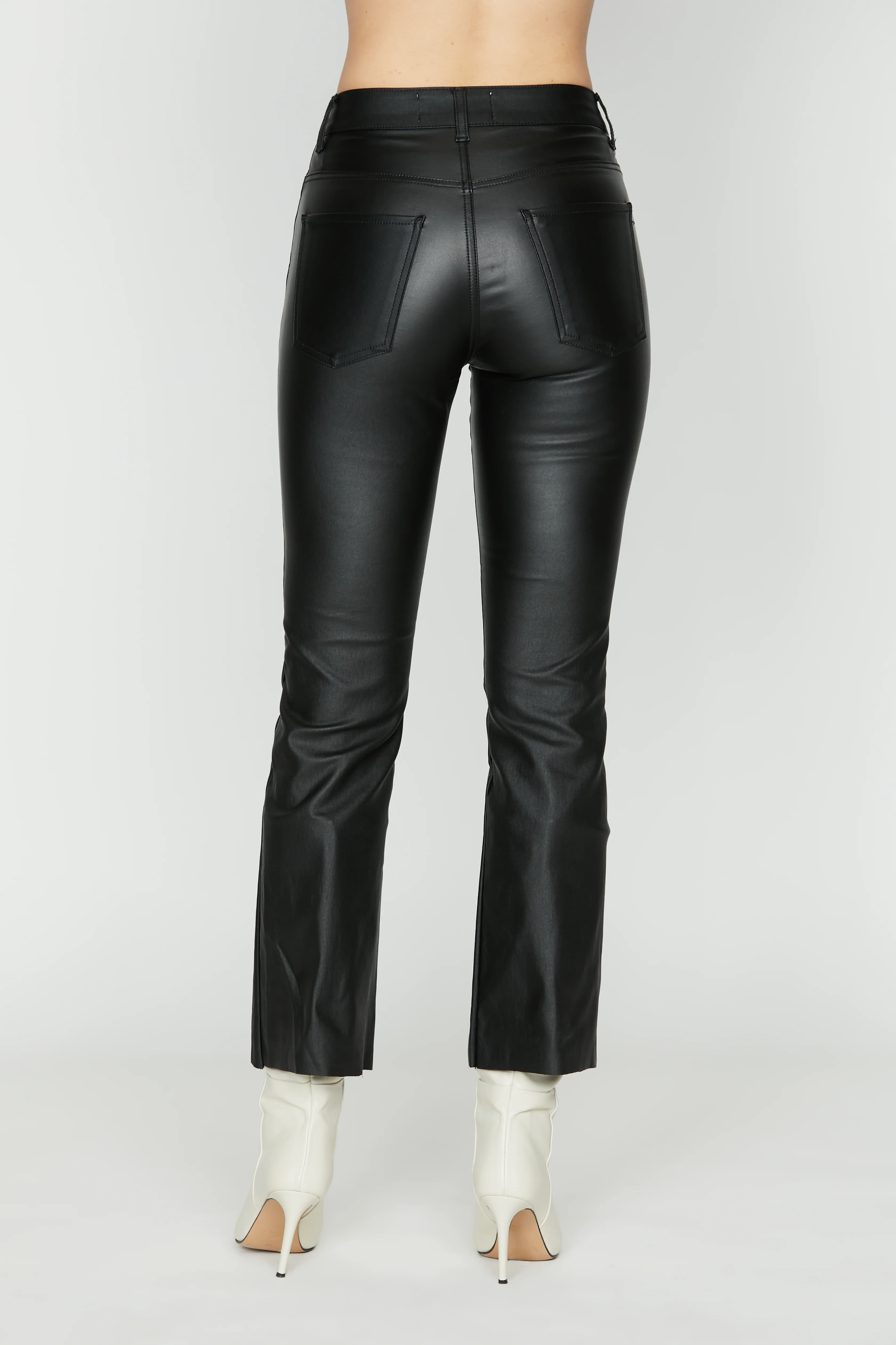 Pantalone ACCIAIO vita alta crop zampetta 5ts ecopelle - Image 3